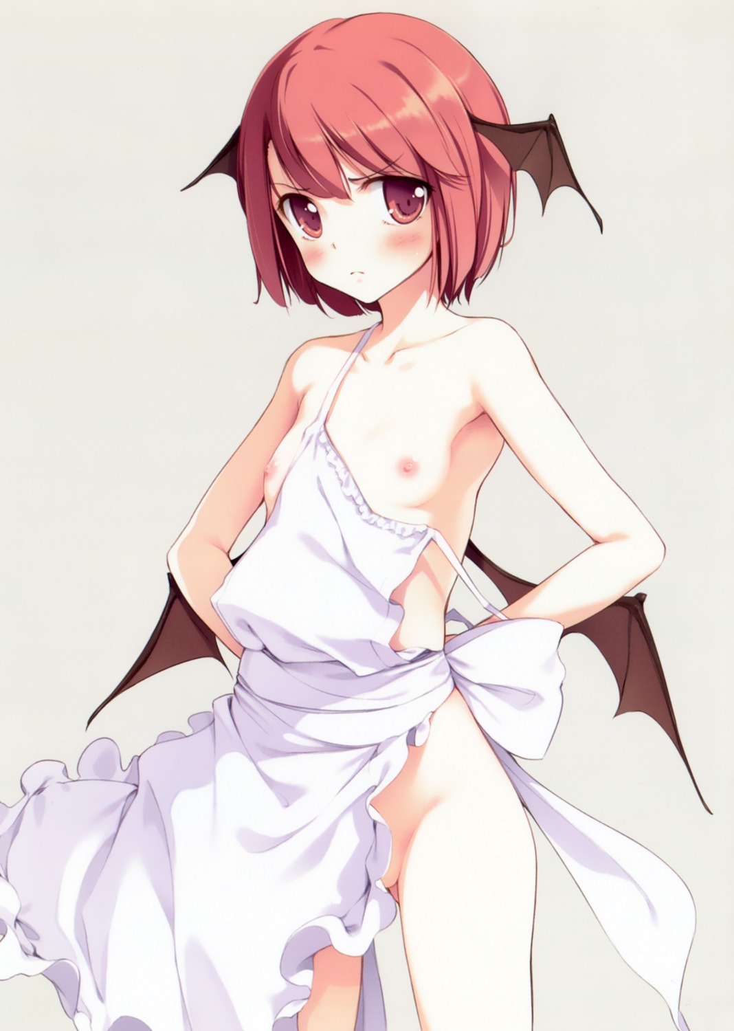 gekidoku_shoujo ke-ta koakuma loli naked_apron nipples touhou undressing wings