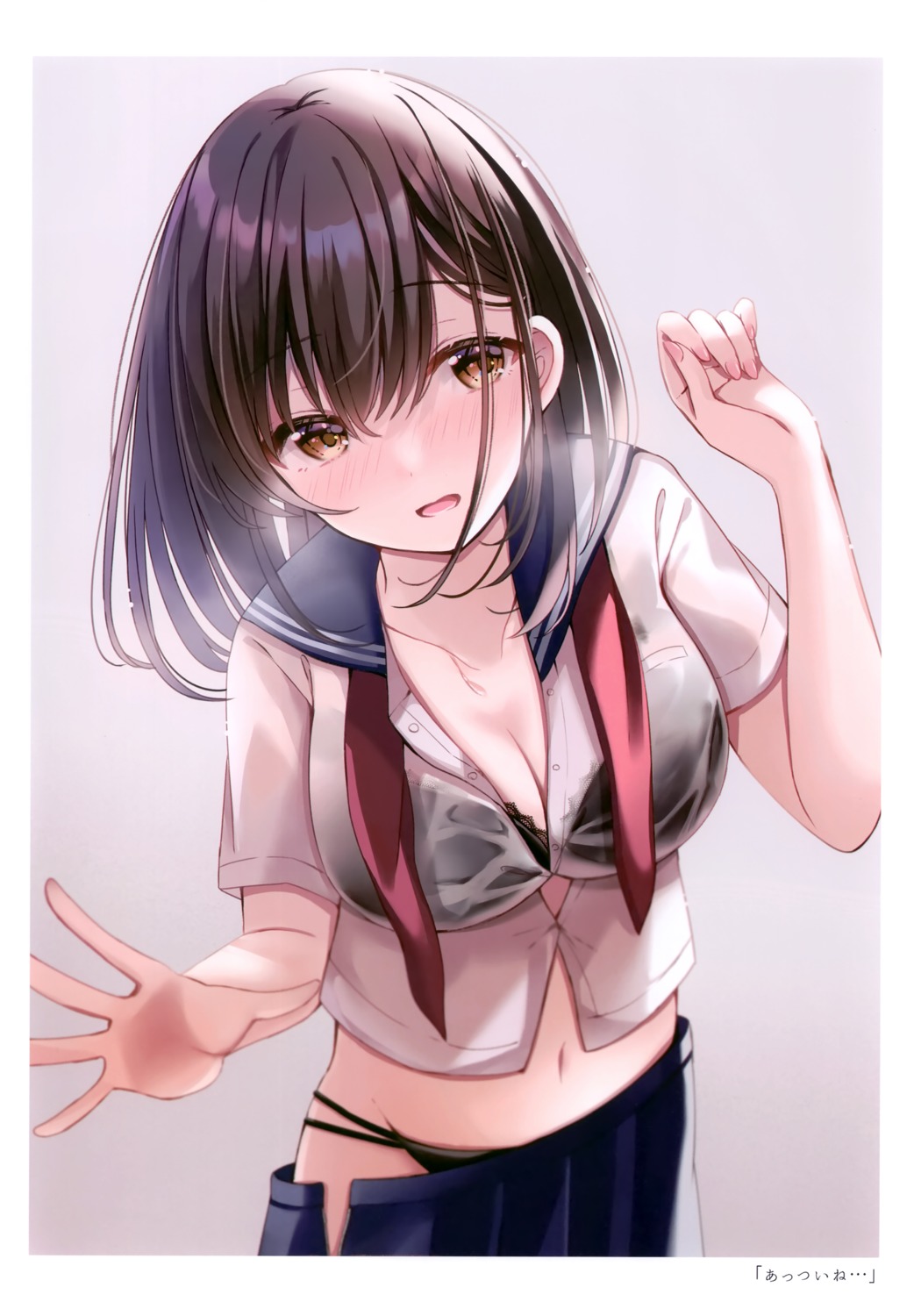 bra open_shirt pantsu sakura_hiyori see_through seifuku wet_clothes