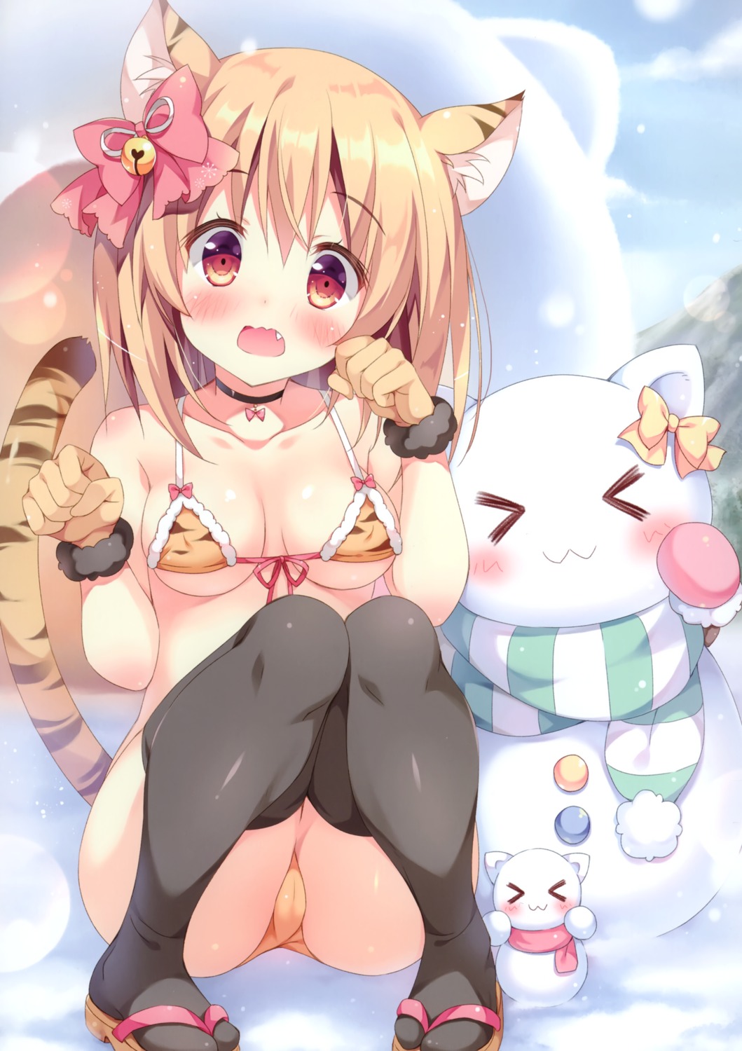 animal_ears bikini cameltoe nekomimi pan pan_no_mimi swimsuits tail thighhighs