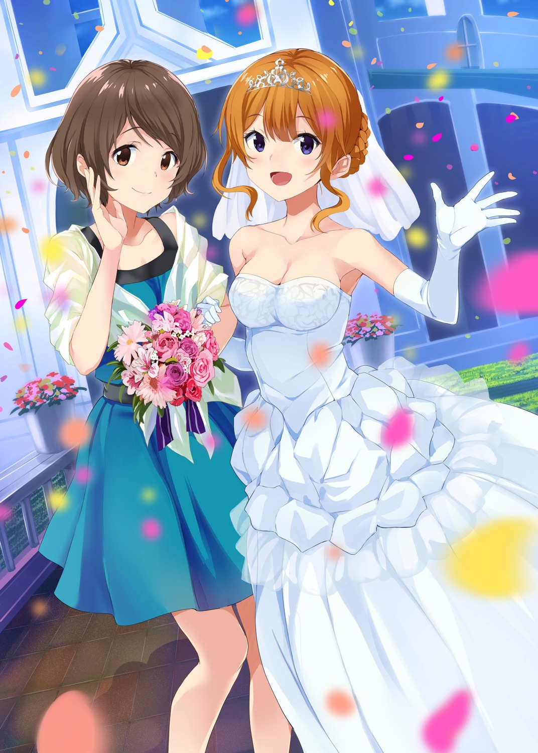 cleavage dress mirai_denki neko_ga_kureta_maarui_shiawase wedding_dress