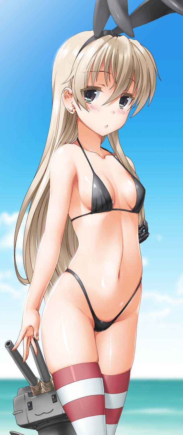 bikini byeontae_jagga kantai_collection loli rensouhou-chan shimakaze_(kancolle) swimsuits thighhighs