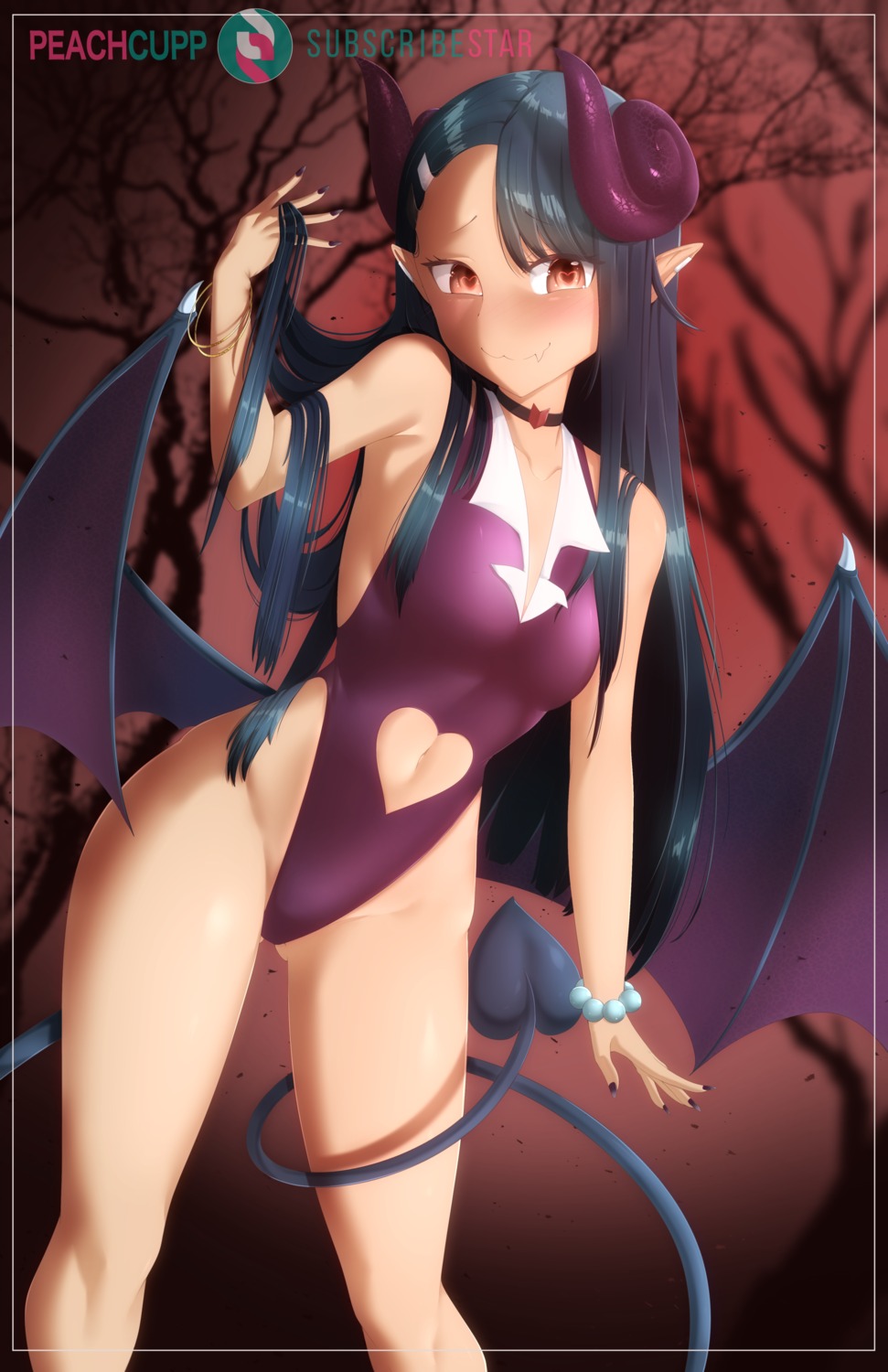 devil horns ijiranaide_nagatoro-san leotard nagatoro_hayase peachcup pointy_ears tail wings