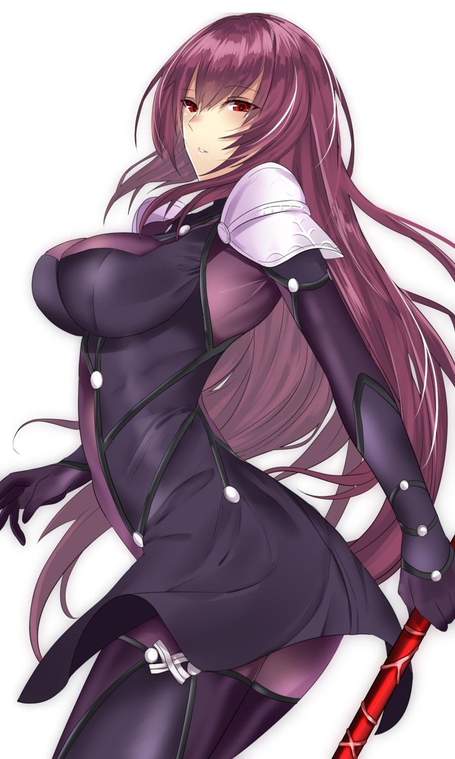 armor bodysuit fate/grand_order onineko-chan scathach_(fate/grand_order) thighhighs weapon