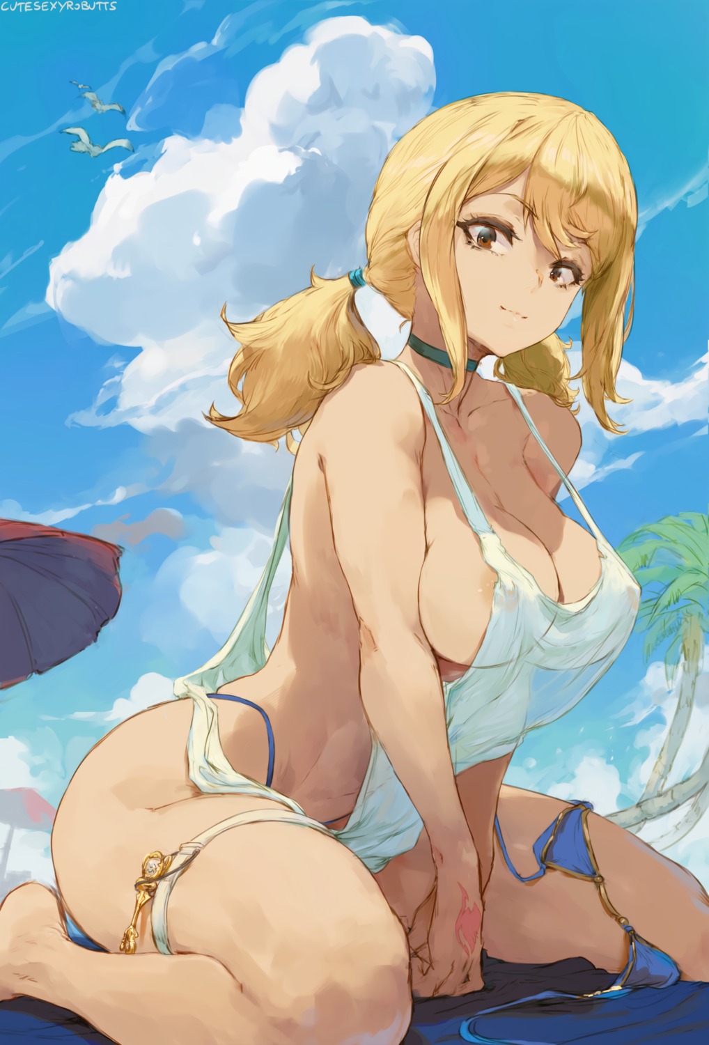 areola bikini cutesexyrobutts erect_nipples fairy_tail garter lucy_heartfilia no_bra see_through swimsuits