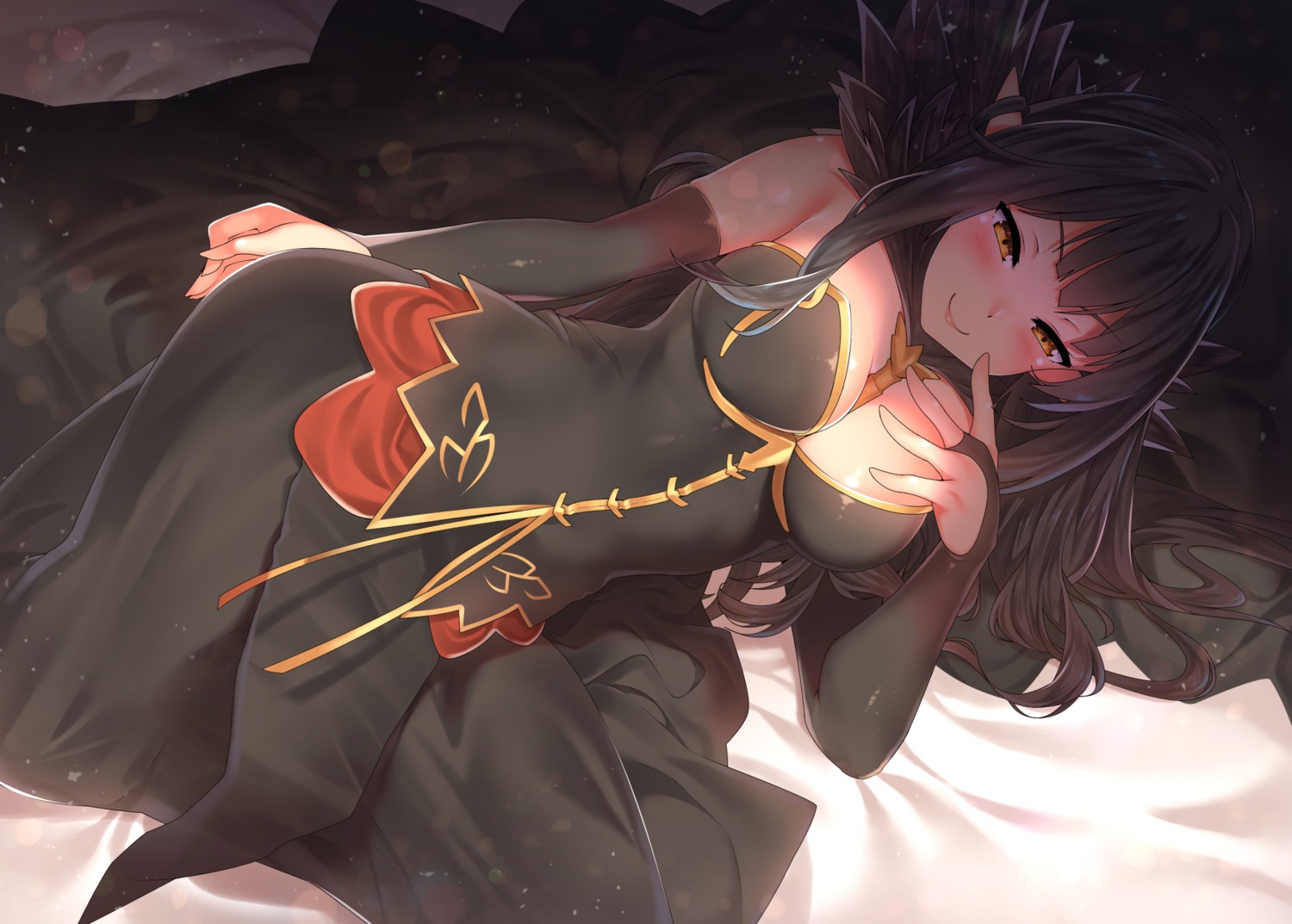 cleavage dress fate/apocrypha fate/stay_night kawai pointy_ears semiramis_(fate)