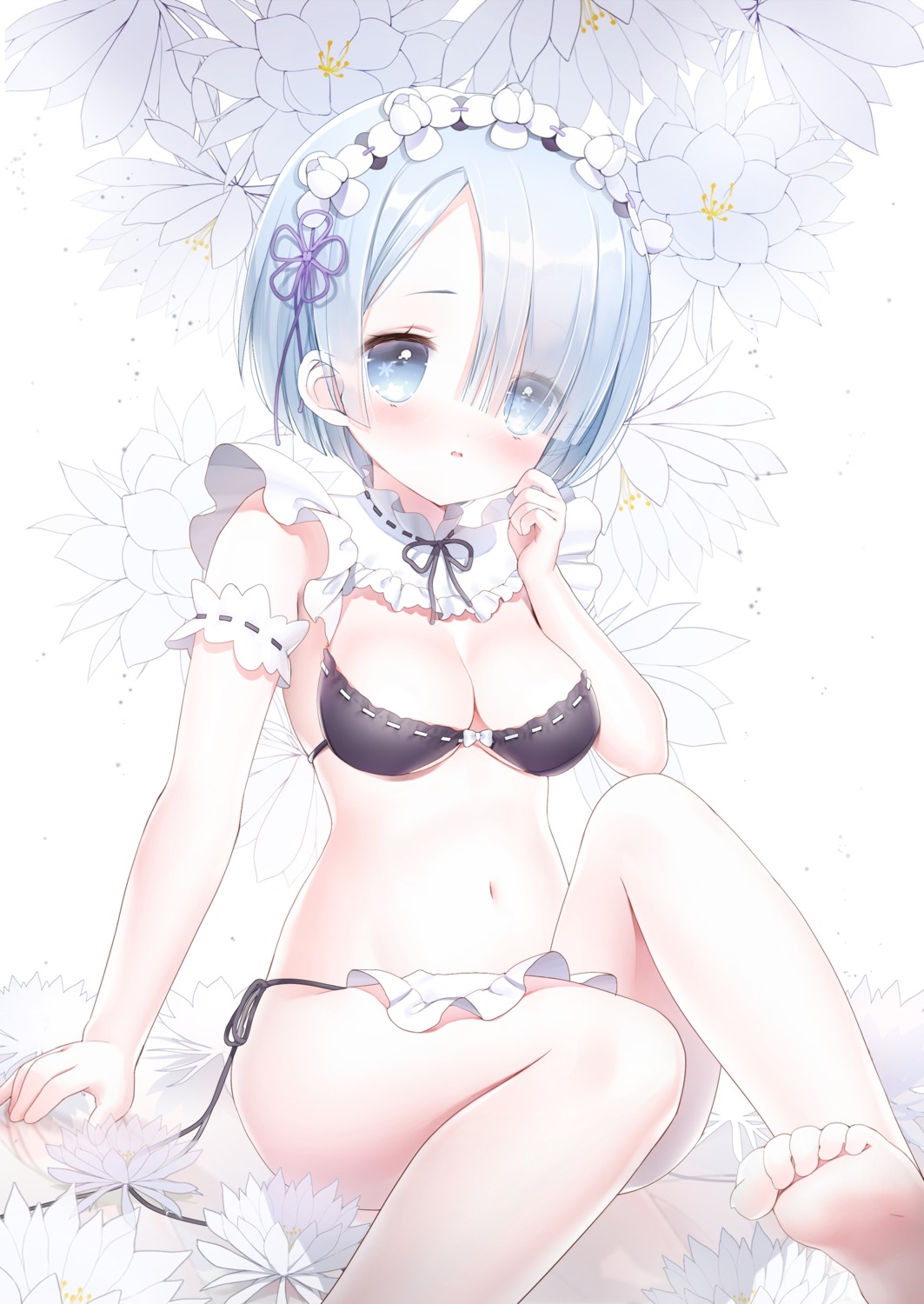 bikini cleavage feet re_zero_kara_hajimeru_isekai_seikatsu rem_(re_zero) siloteddy swimsuits