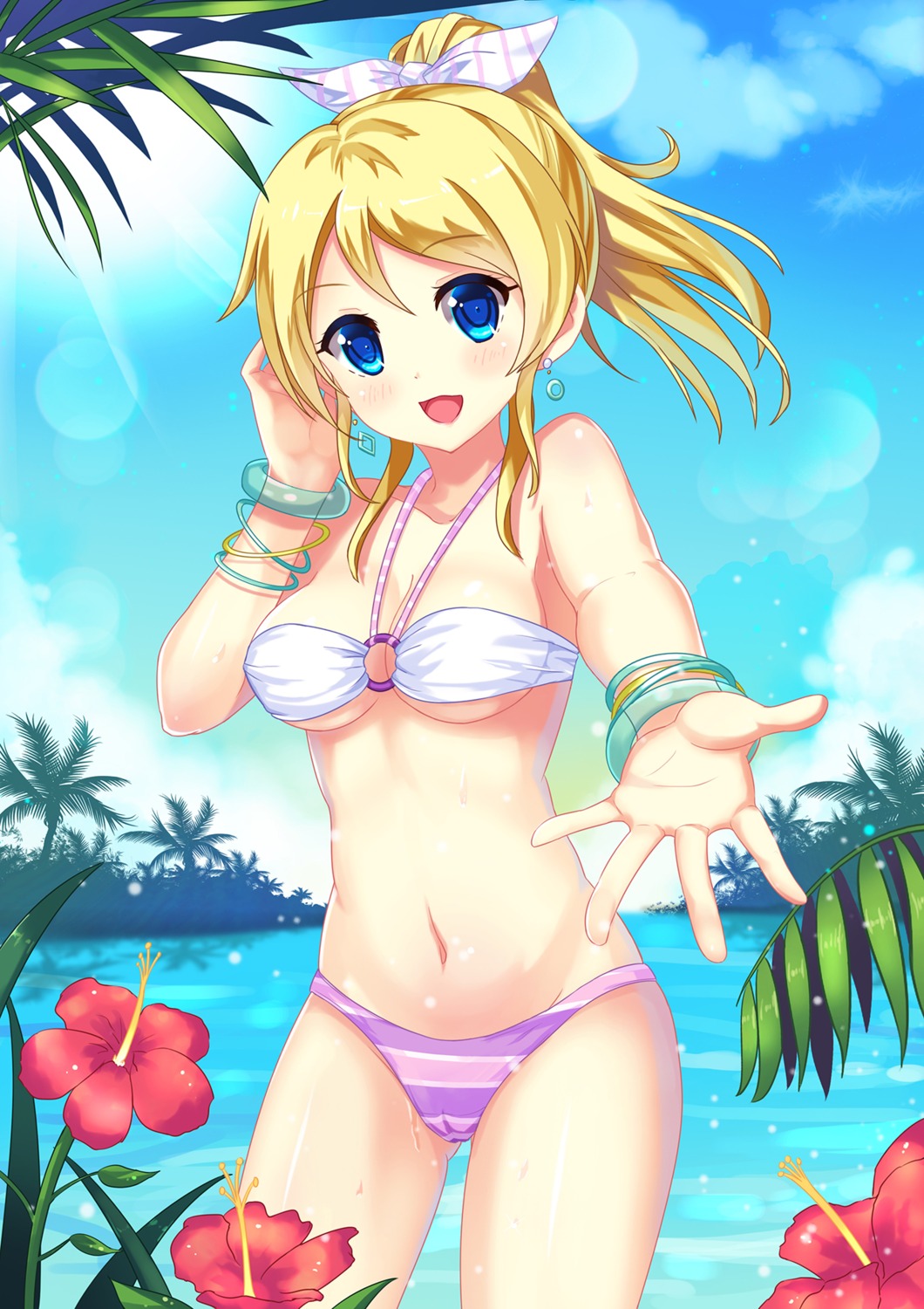 ayase_eli bikini cameltoe cleavage love_live! swimsuits underboob yongheng_zhi_wu