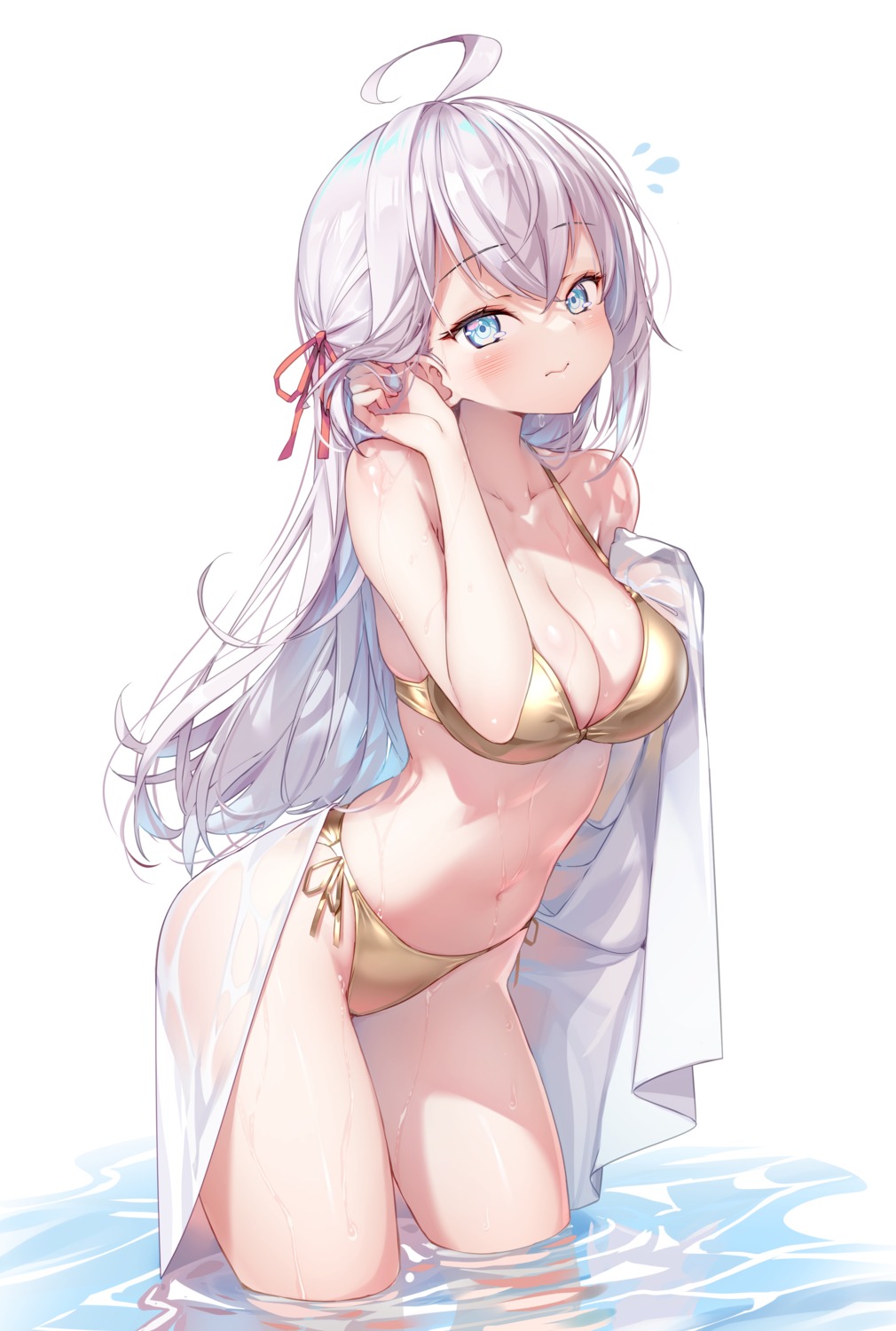 alisa_mikhailovna_kujou bikini hong_(white_spider) see_through swimsuits tokidoki_bosotto_roshia-go_de_dereru_tonari_no_alya-san towel wet