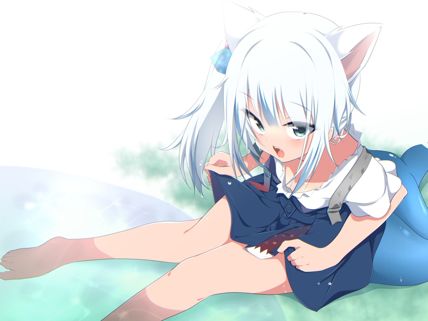 animal_ears gawr_gura hololive hololive_english nekomimi skirt_lift tagme tail wet