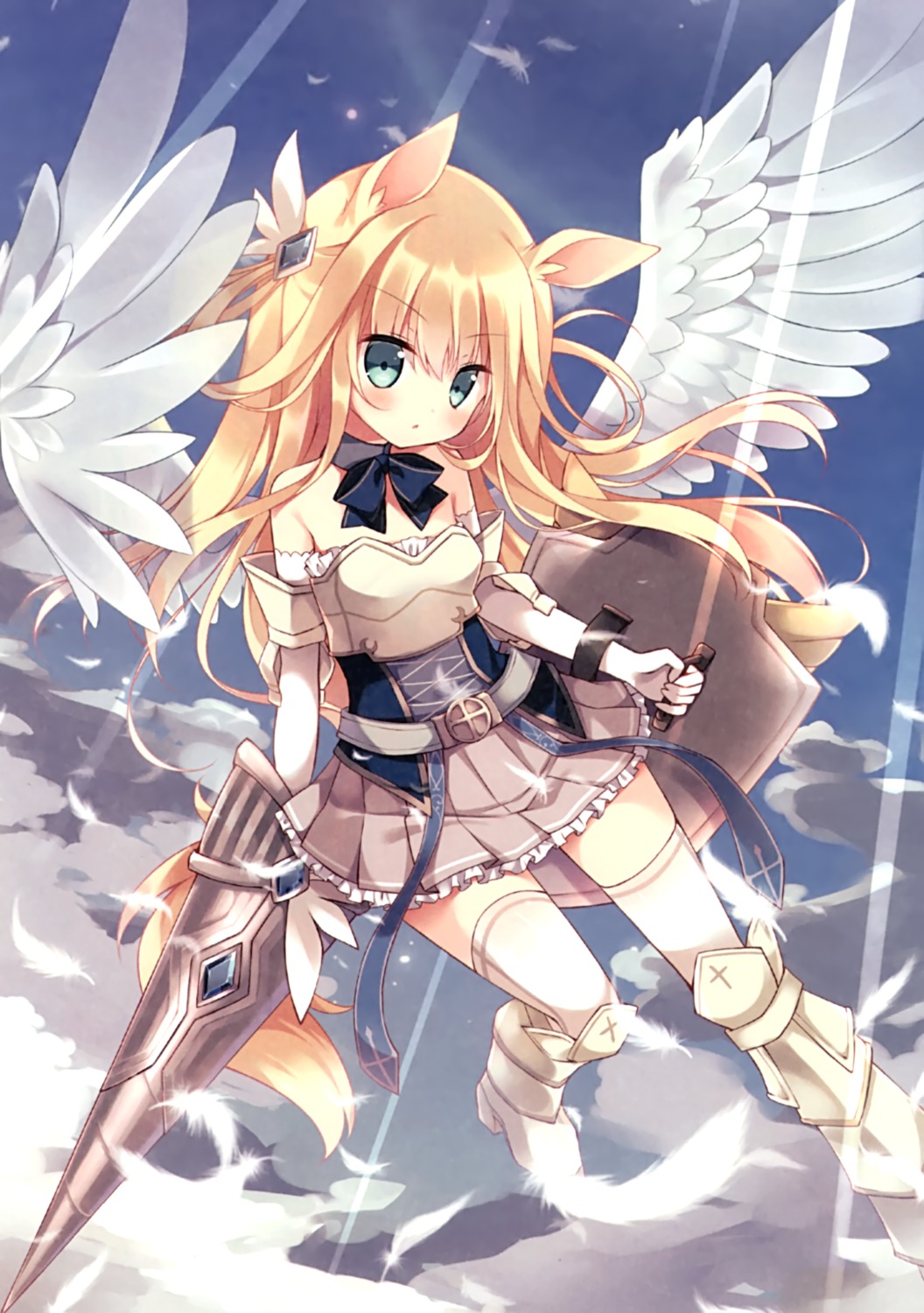 animal_ears armor heels hoshi tail thighhighs weapon wings