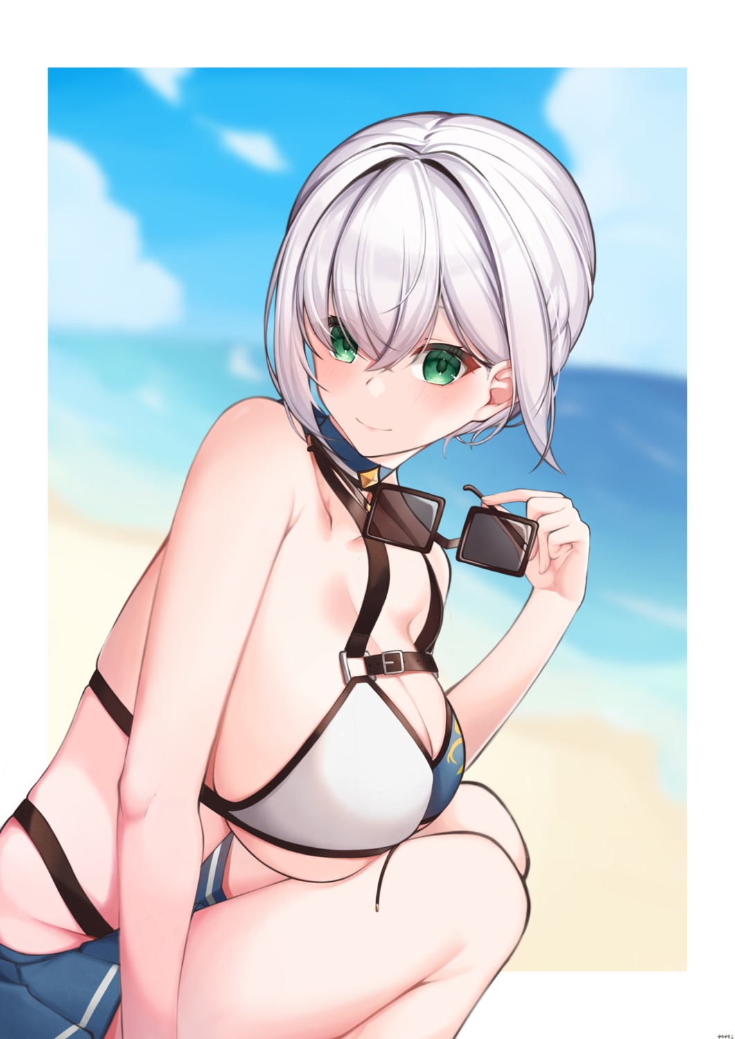 bikini hololive megane shirafuji_ene shirogane_noel swimsuits underboob