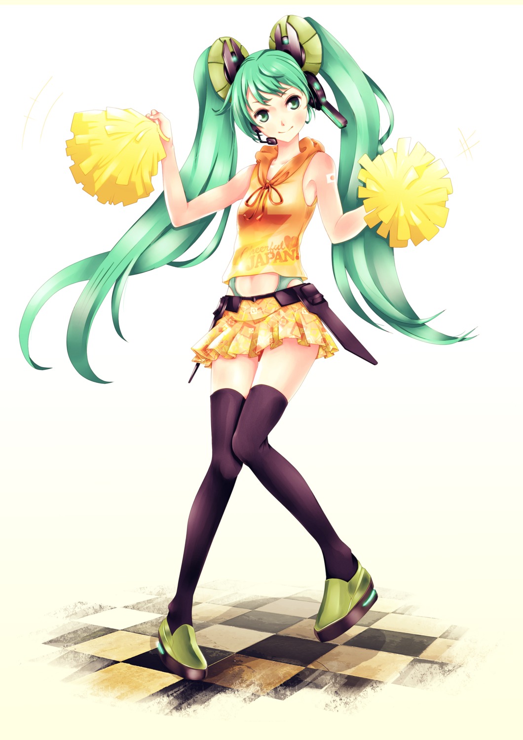 cheerleader hatsune_miku infinote thighhighs vocaloid