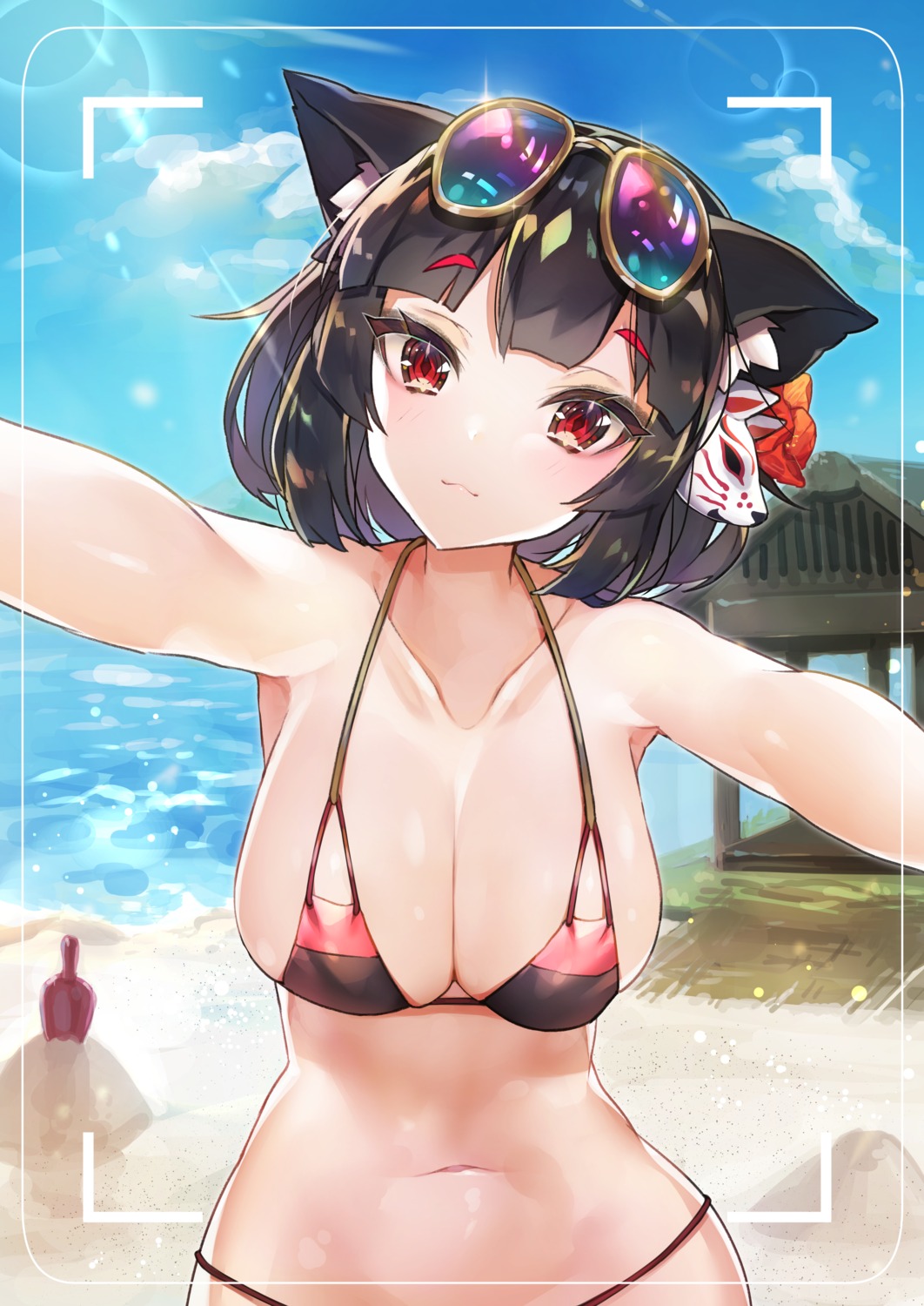 animal_ears azur_lane bikini megane swimsuits yamashiro_(azur_lane) yayoichi_(yoruyoru108)