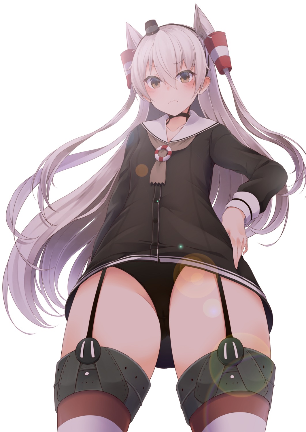 amatsukaze_(kancolle) kantai_collection matsunoki pantsu seifuku stockings thighhighs