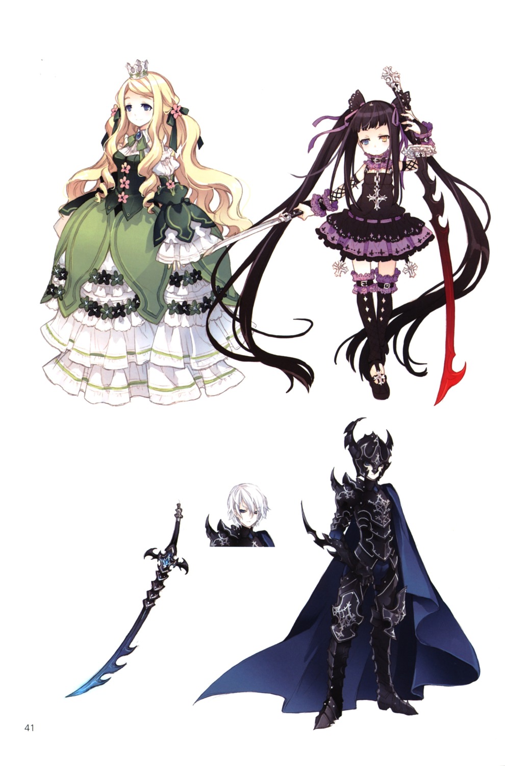 armor dress gothic_lolita heterochromia lolita_fashion screening sword tearfish thighhighs winter_forest