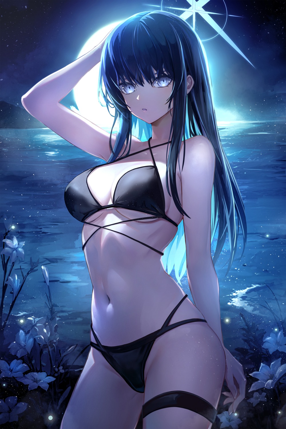 bikini blue_archive garter halo joumae_saori saya_kuroha swimsuits thong