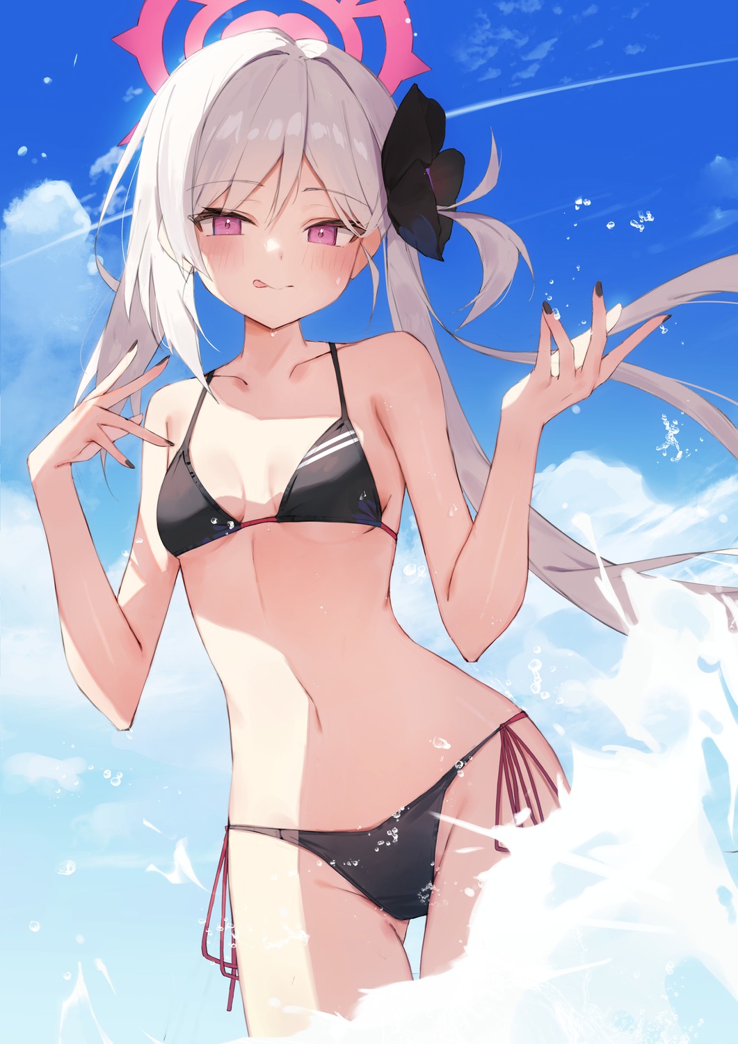 asagi_mutsuki bikini blue_archive halo loli swimsuits taht_(that_is_mm) wet