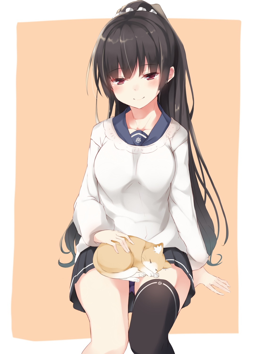 isokaze_(kancolle) kantai_collection neko pantsu seifuku takehana_note thighhighs