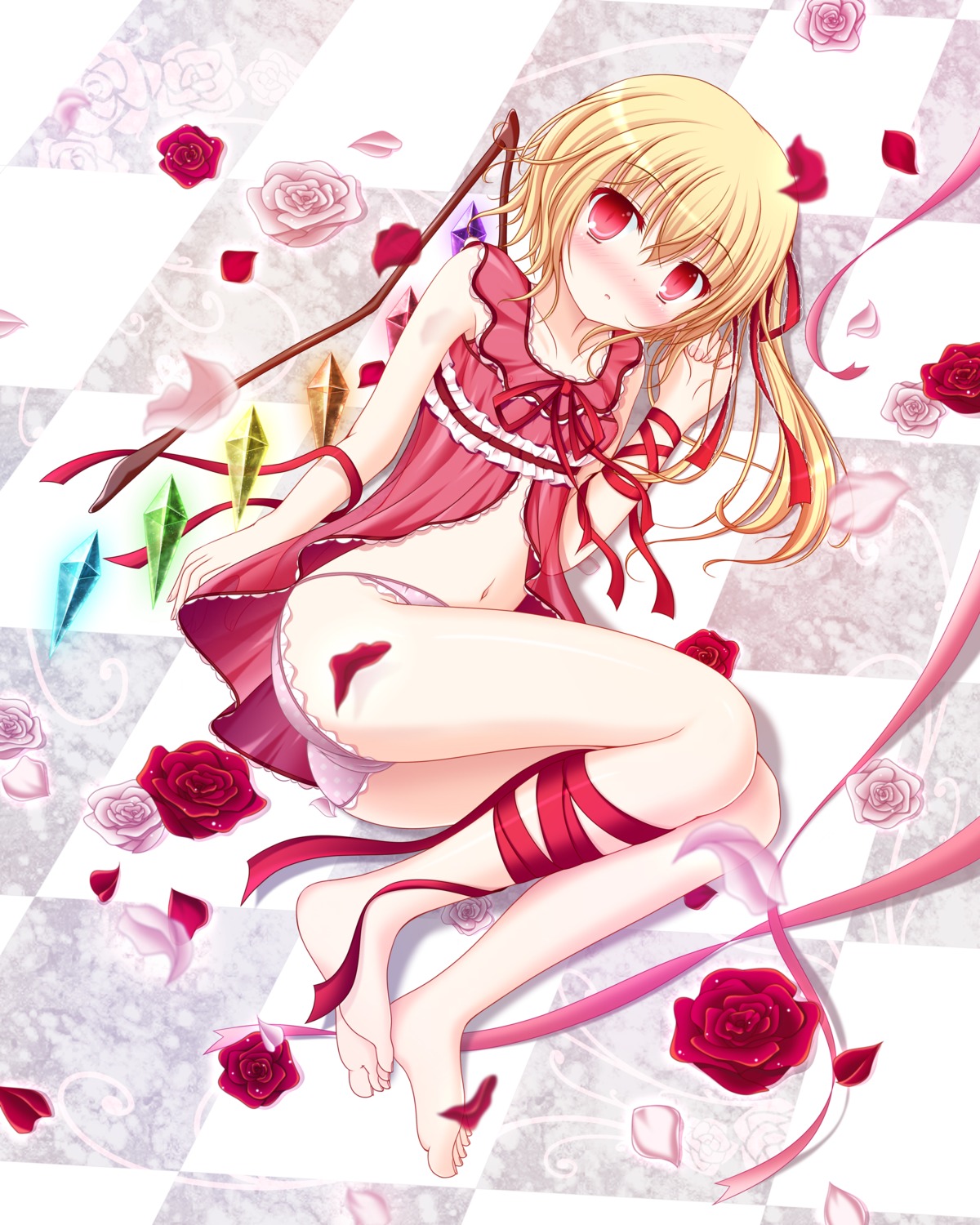 cameltoe feet flandre_scarlet lingerie loli naked_ribbon pantsu tengeiji touhou wings