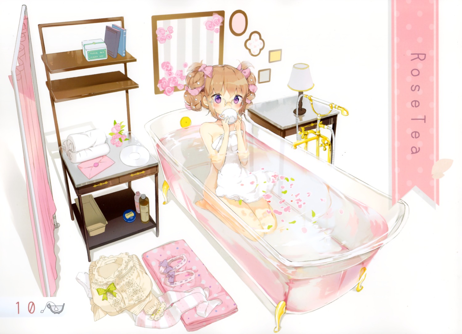 anmi anthropomorphization bathing megane megane_shoujo towel wet