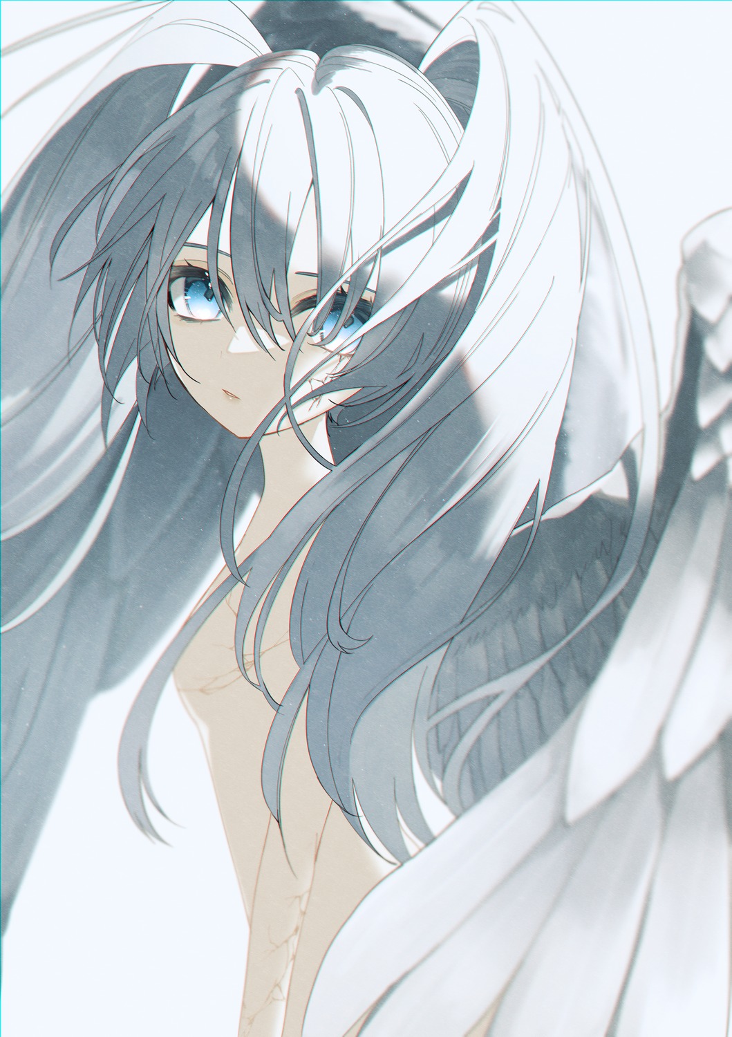 hatsune_miku reirou_(chokoonnpu) topless vocaloid wings