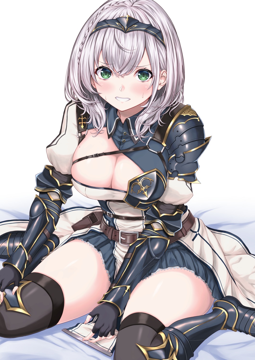 armor hololive no_bra shirogane_noel takahashi thighhighs