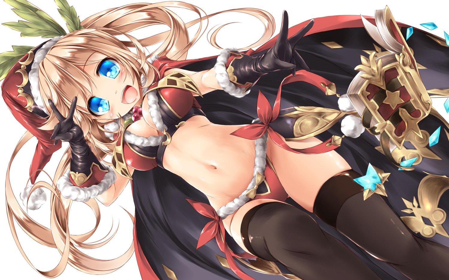 bikini_armor clarisse_(granblue_fantasy) cleavage granblue_fantasy kamiya_tomoe thighhighs wallpaper