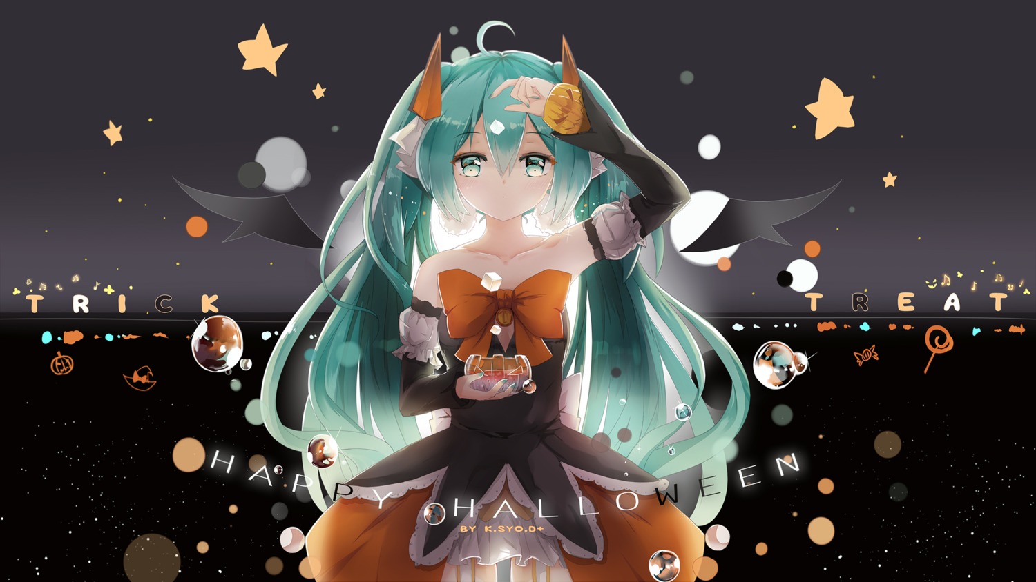 asahi_kuroi dress halloween hatsune_miku horns vocaloid wings