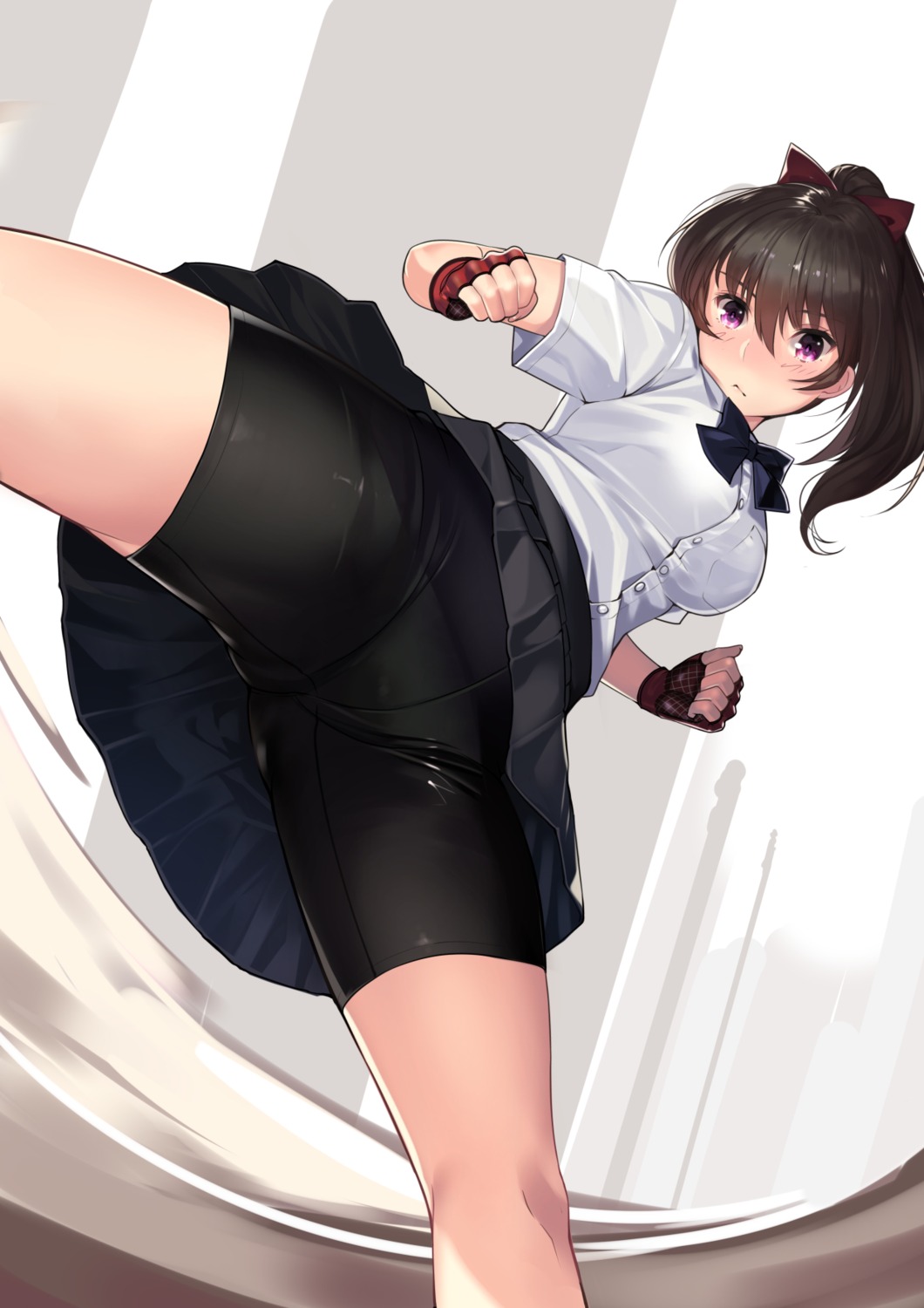 ass bike_shorts kagematsuri see_through seifuku skirt_lift