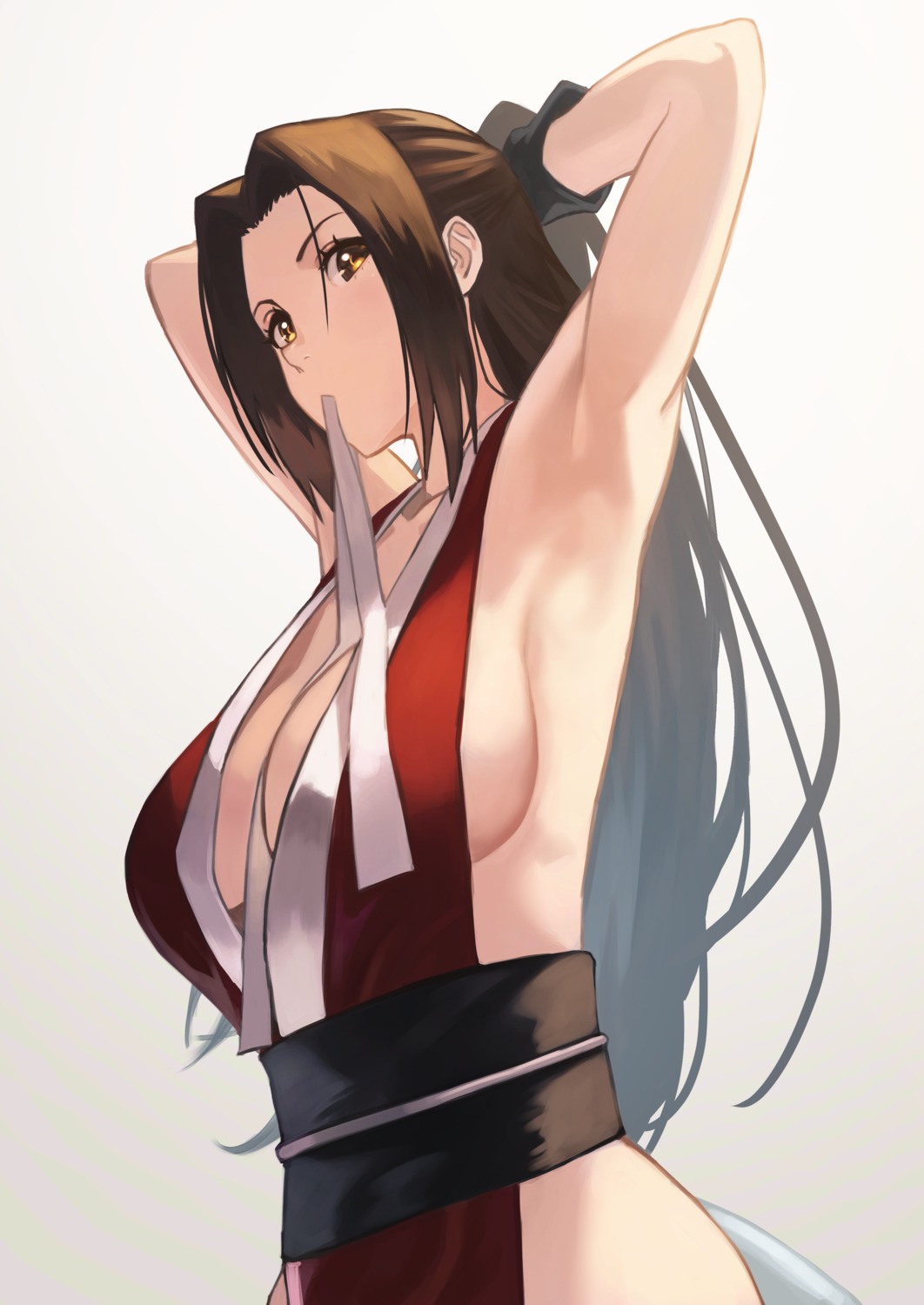 hara_kenshi japanese_clothes king_of_fighters no_bra shiranui_mai