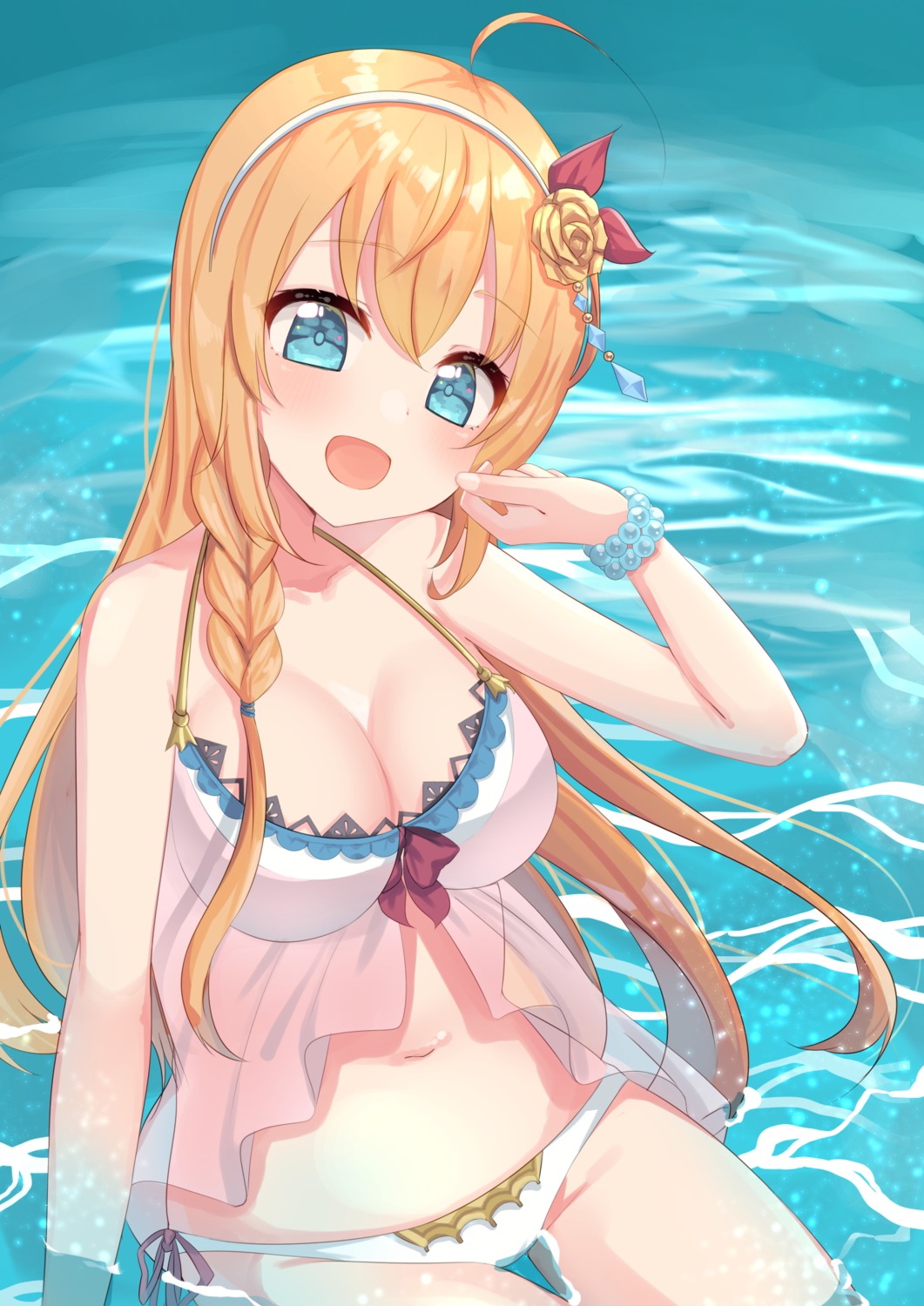 bikini cleavage pecorine princess_connect princess_connect!_re:dive see_through suzu_(minagi) swimsuits wet