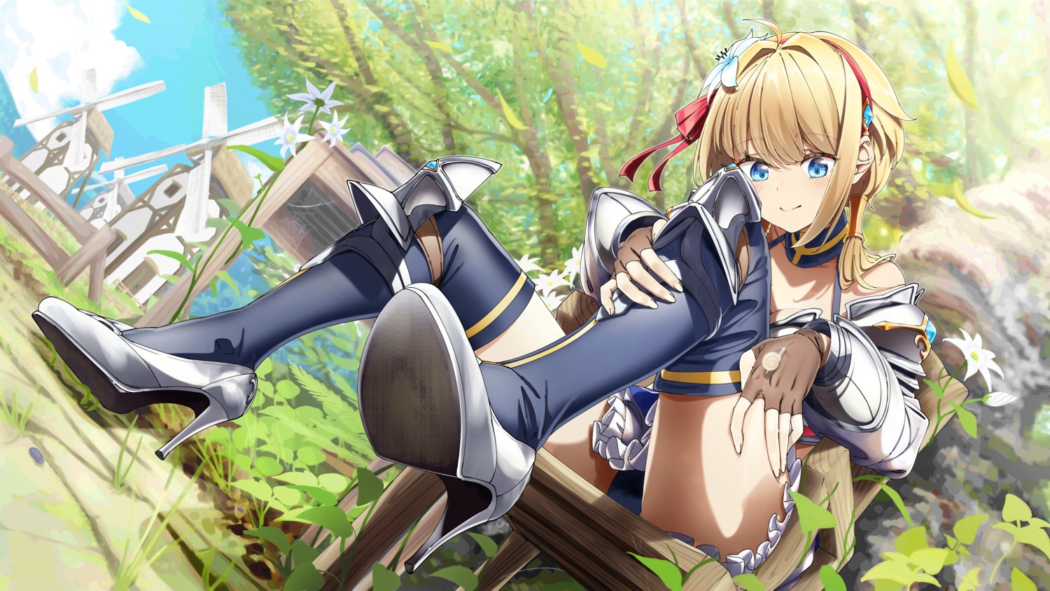 armor heels pantsu shinomu_(cinomoon) skirt_lift thighhighs