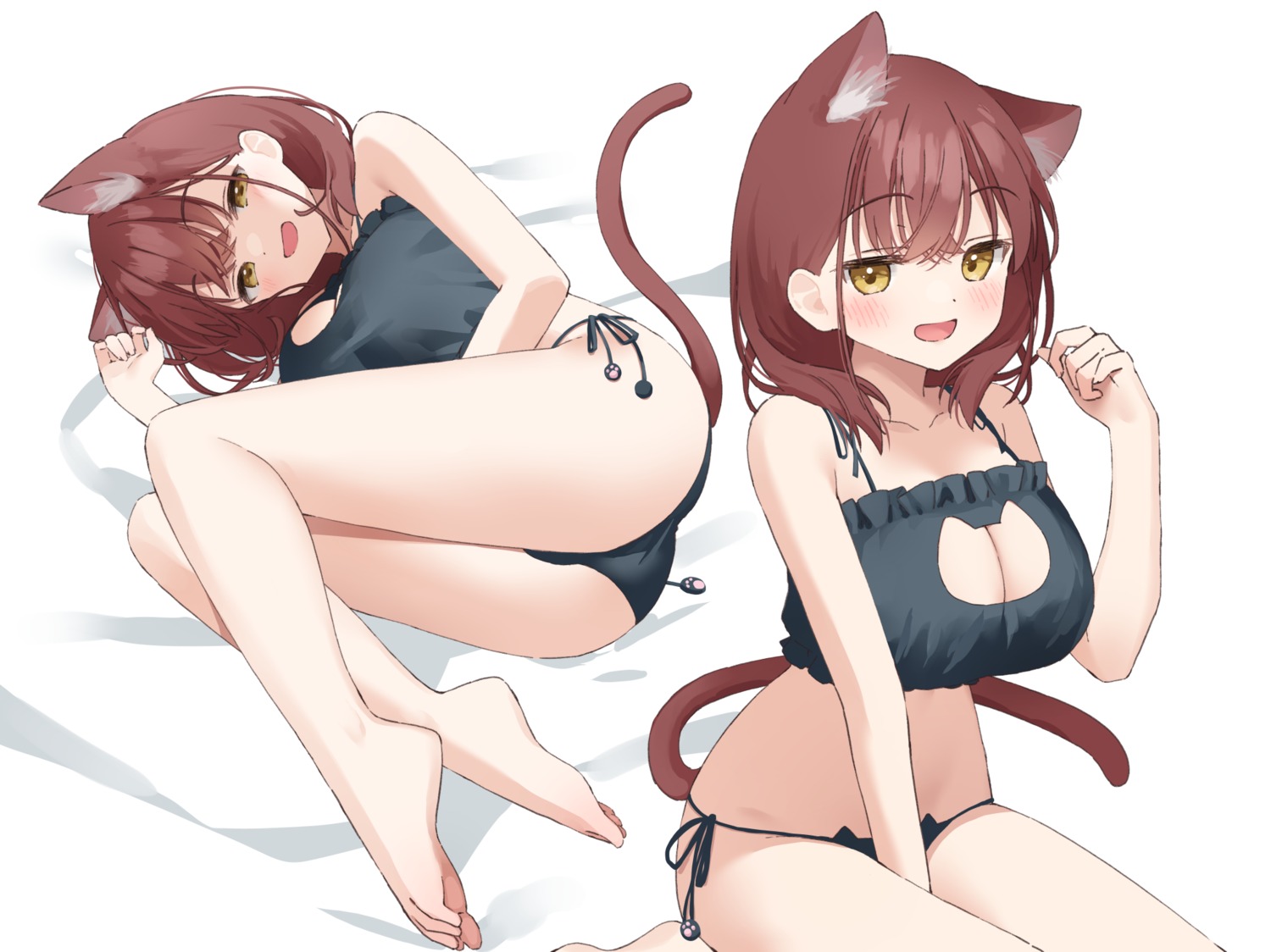 animal_ears ass bra lingerie muninshiki nekomimi pantsu string_panties thong