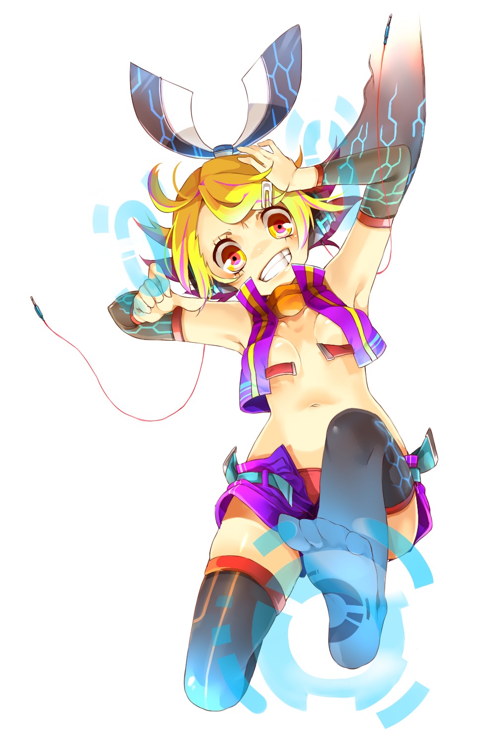 feet kagamine_rin no_bra rojiko thighhighs vocaloid