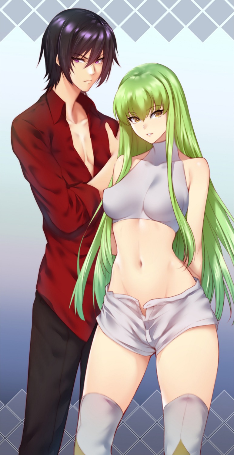 c.c. code_geass erect_nipples lelouch_lamperouge no_bra nopan thighhighs zucchini