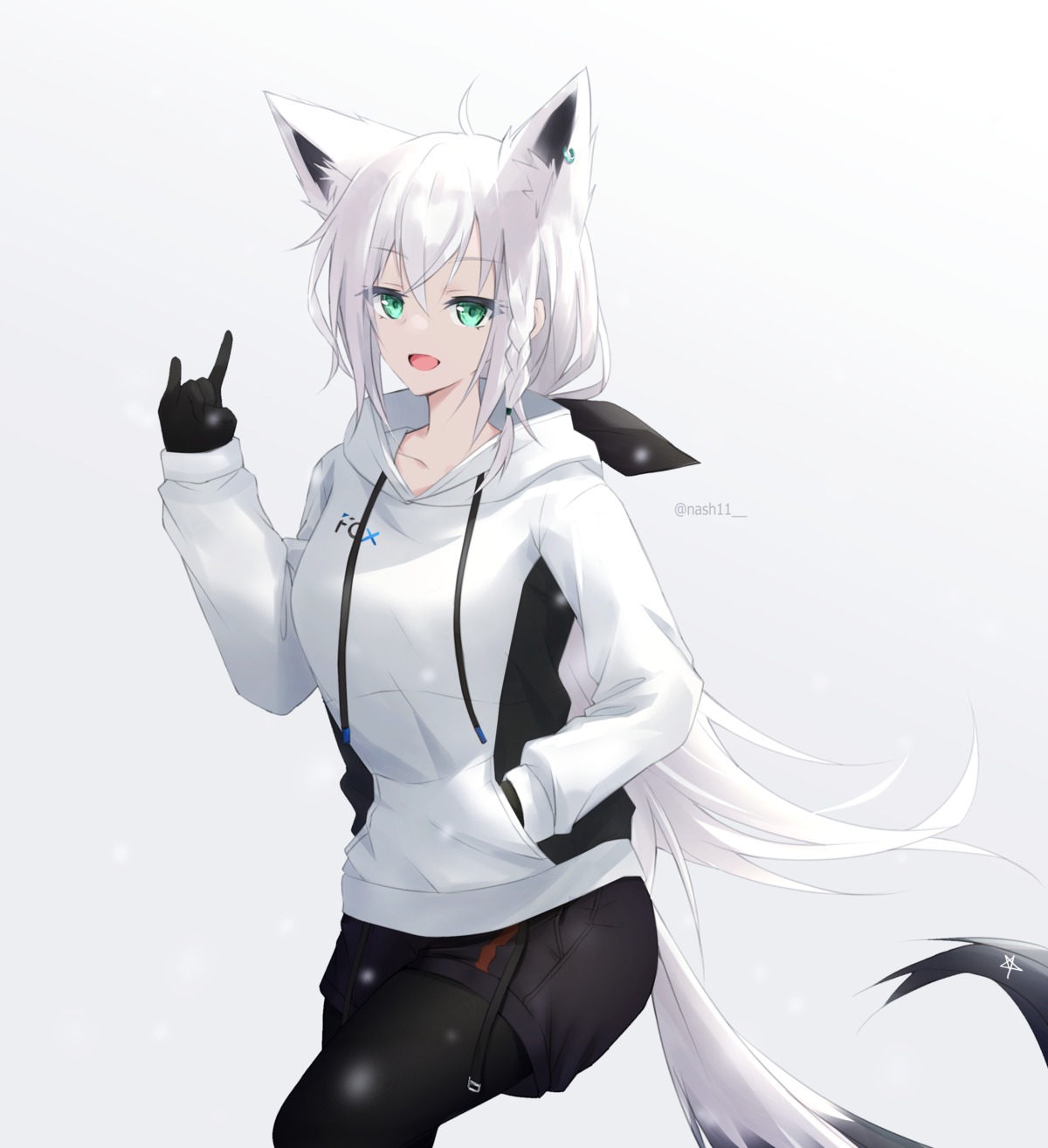 animal_ears hololive hololive_gamers kitsune nash11 pantyhose shirakami_fubuki tail