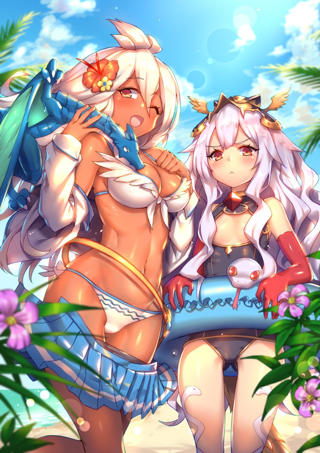 areola bikini cameltoe cleavage granblue_fantasy leotard loli medusa_(shingeki_no_bahamut) monster shennai_misha swimsuits tail zooey_(granblue_fantasy)