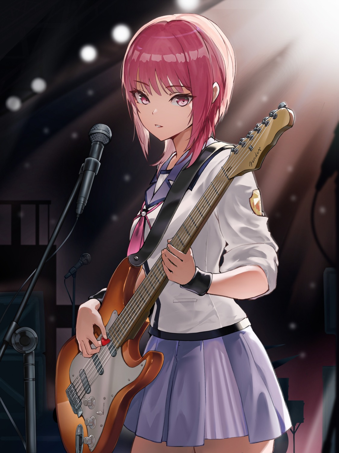 angel_beats! guitar iwasawa_masami marumoru seifuku