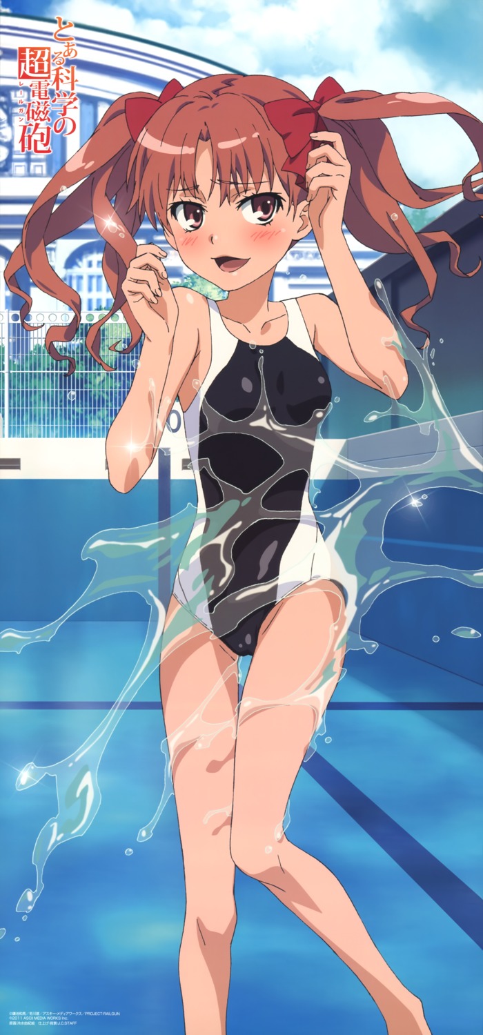 hiyamizu_yukie shirai_kuroko stick_poster swimsuits to_aru_kagaku_no_railgun to_aru_majutsu_no_index wet