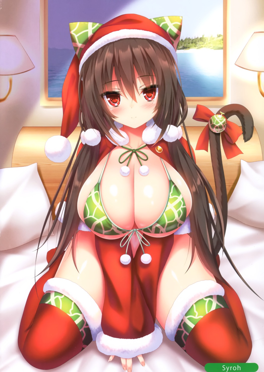 animal_ears bra christmas cleavage melonbooks nekomimi syroh tail thighhighs