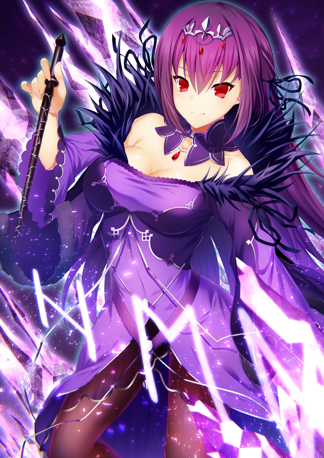 cleavage dress emanon_123 fate/grand_order pantyhose scathach_skadi weapon