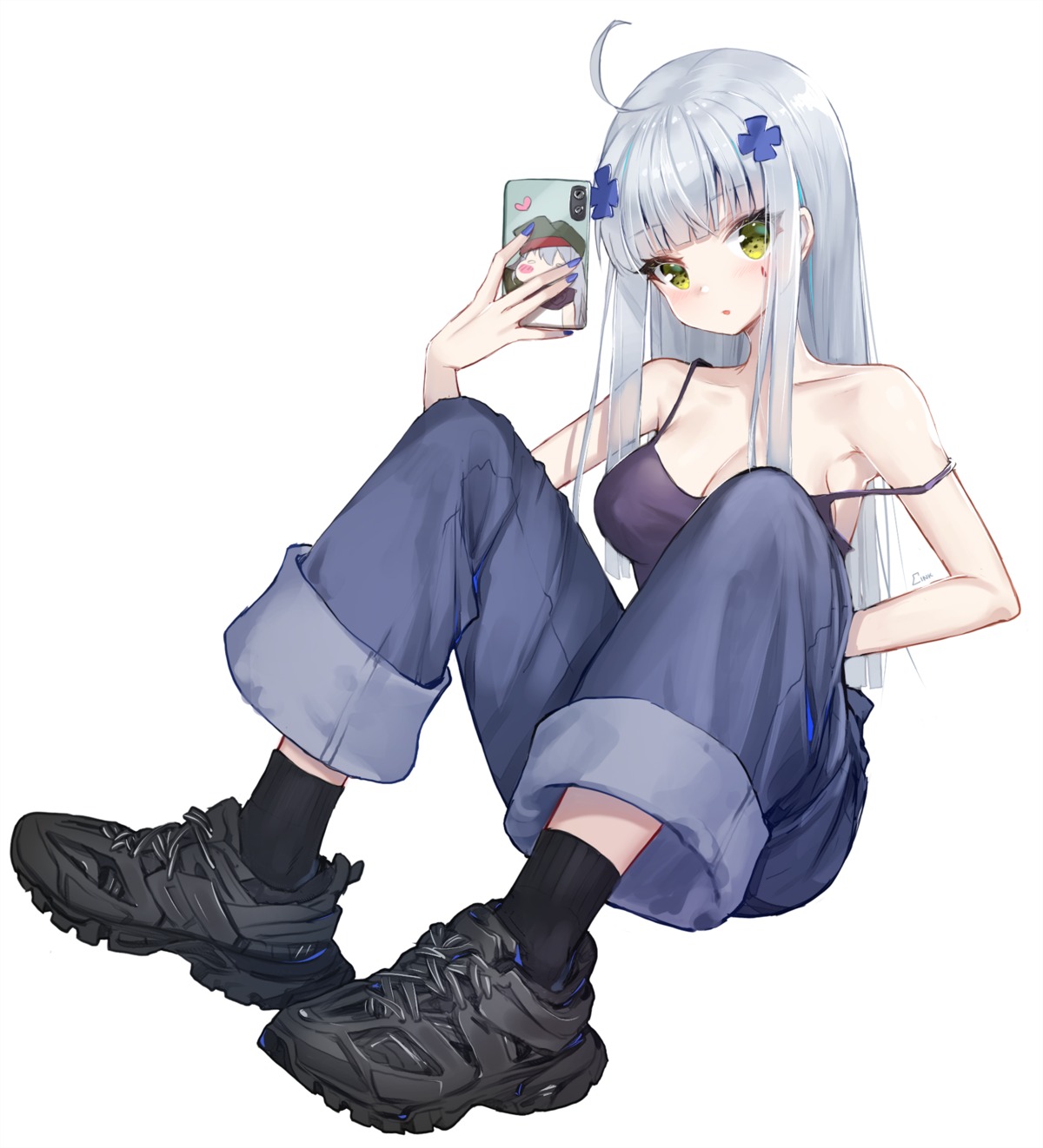 ankkoyom cleavage girls_frontline hk416_(girls_frontline) no_bra