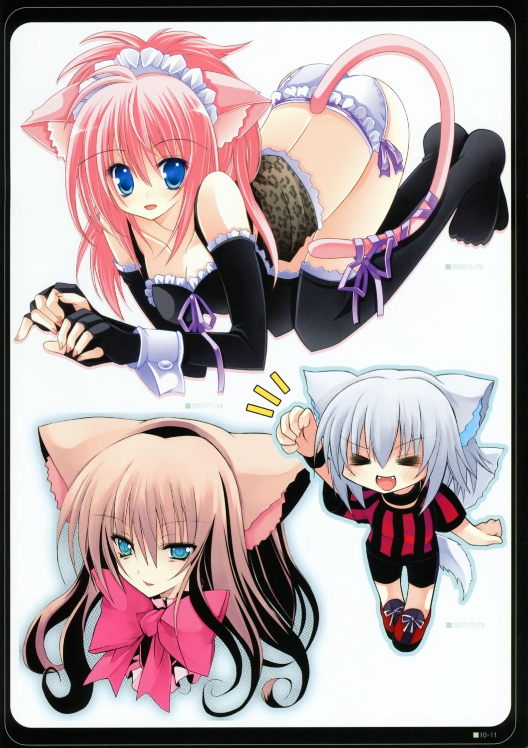 animal_ears chibi cleavage kannon_ouji nekomimi neuromancer. pantsu tail thighhighs