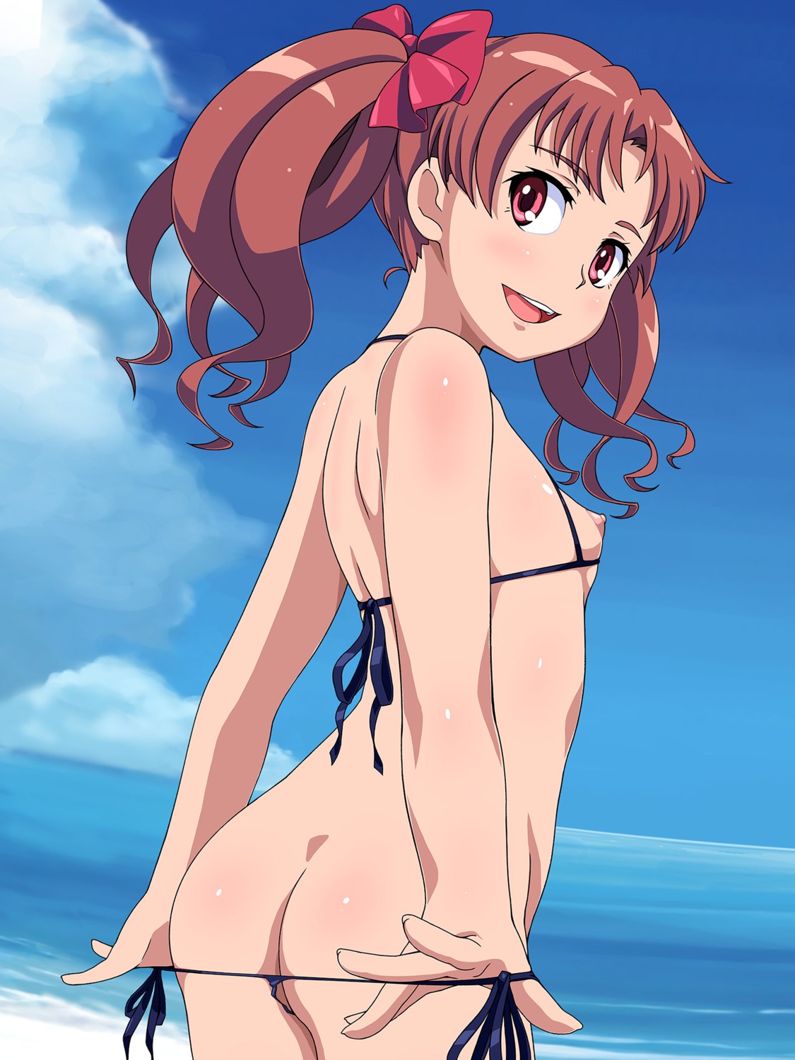 ass bikini breasts loli muimui nipples panty_pull shirai_kuroko swimsuits thong to_aru_kagaku_no_railgun to_aru_majutsu_no_index undressing