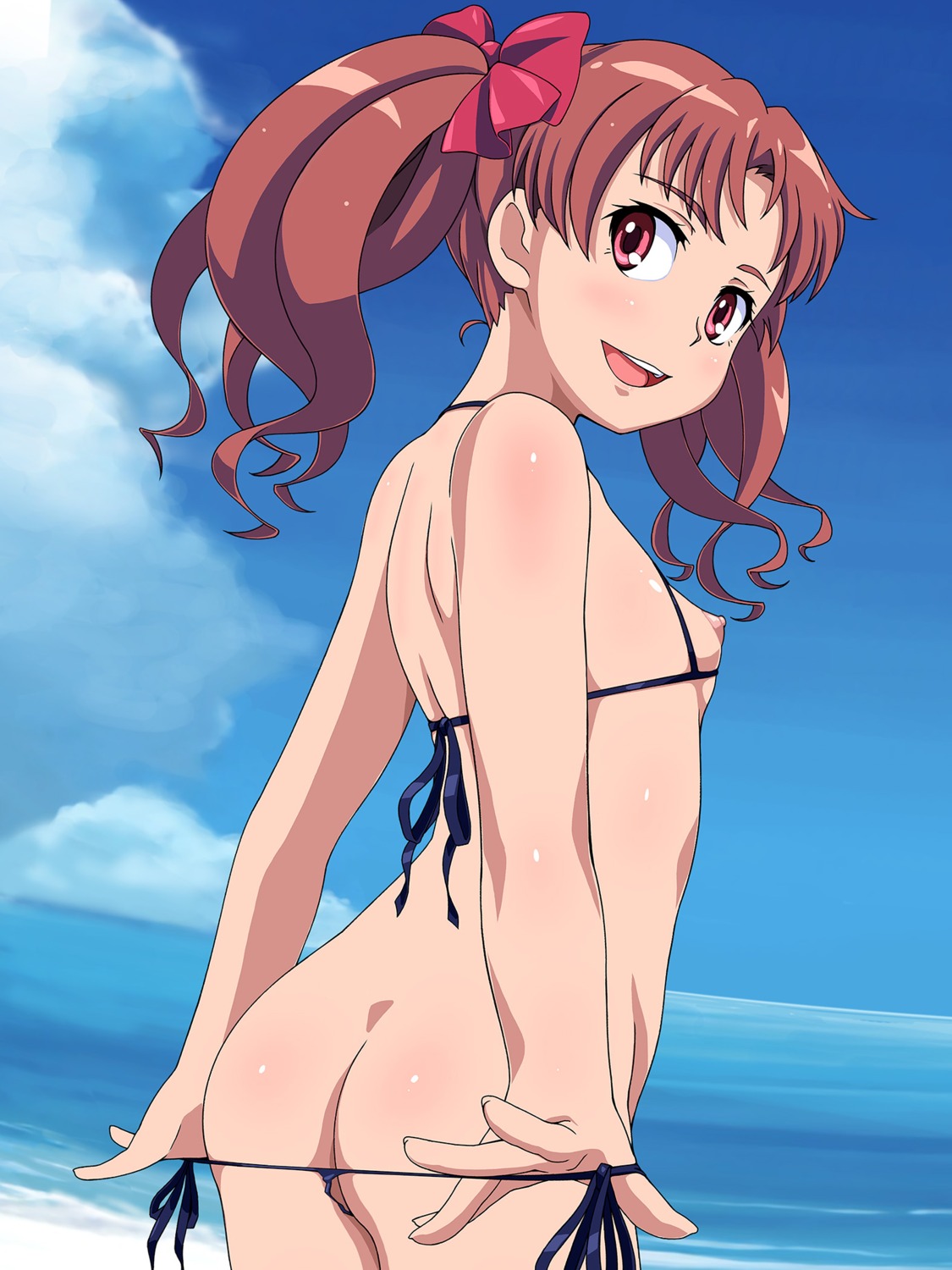 ass bikini breasts loli muimui nipples panty_pull shirai_kuroko swimsuits thong toaru_kagaku_no_railgun toaru_majutsu_no_index undressing