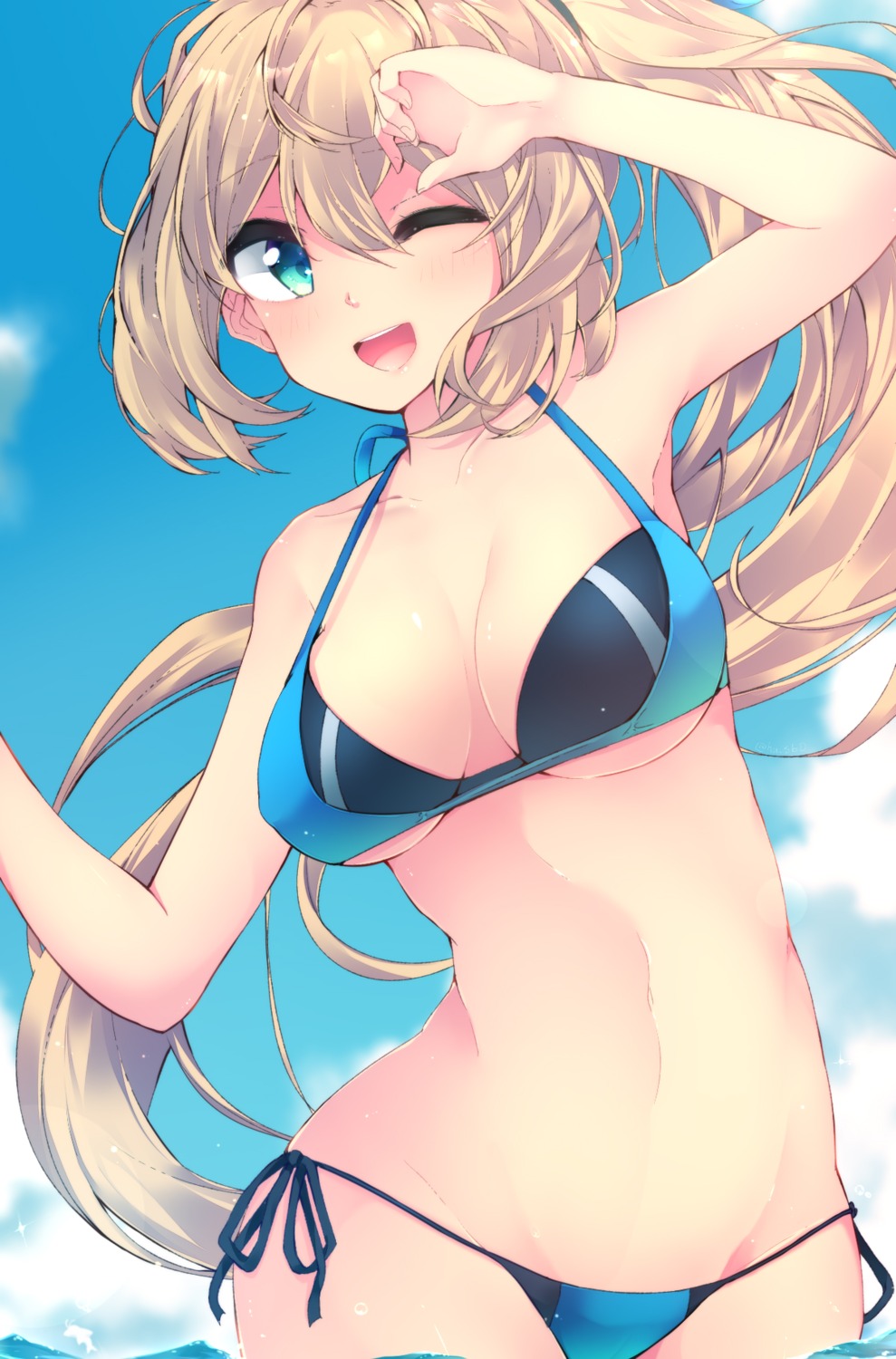 bikini fuuen mirai_akari mirai_akari_project swimsuits underboob wet