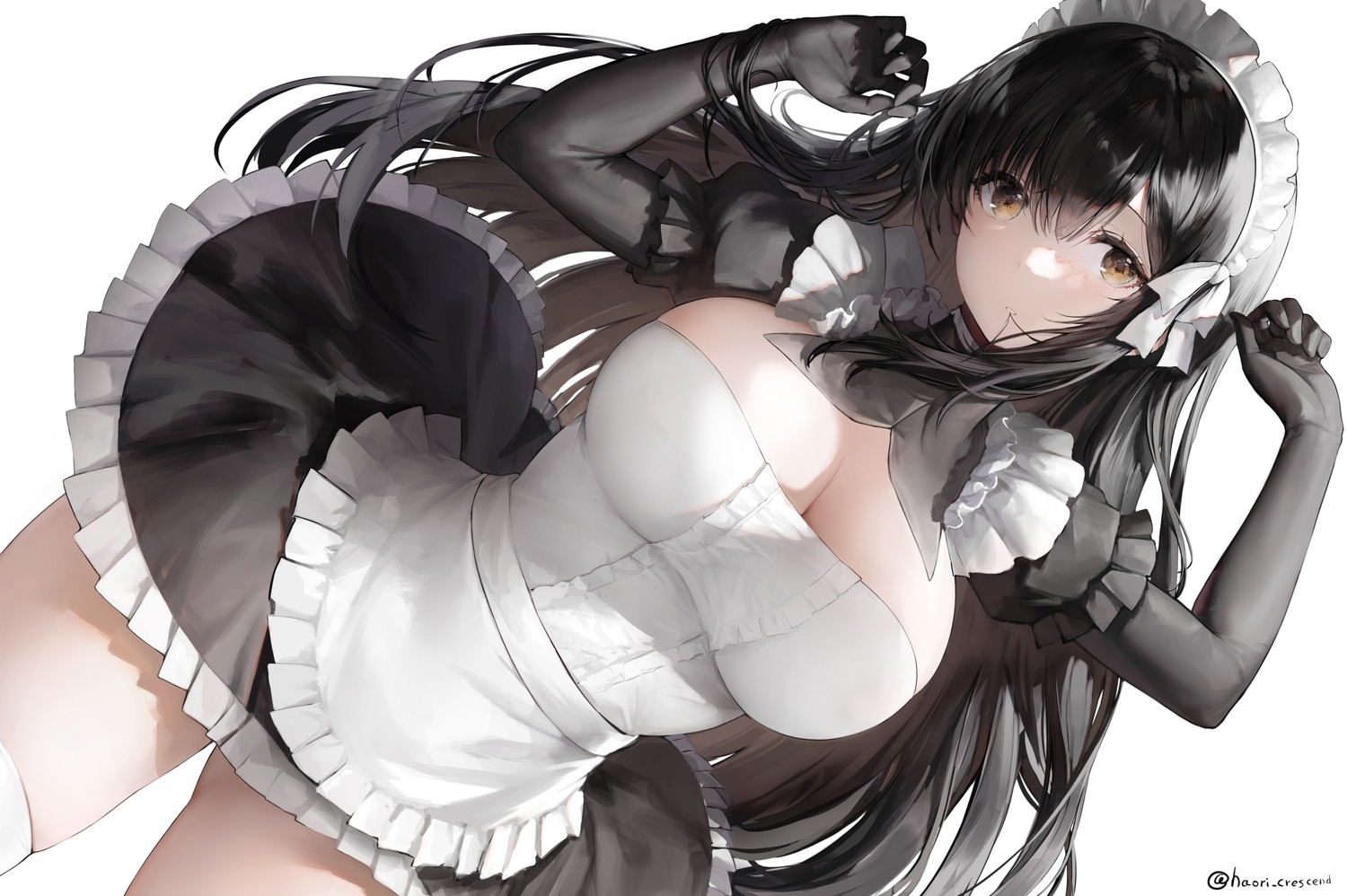 haori_io maid no_bra thighhighs