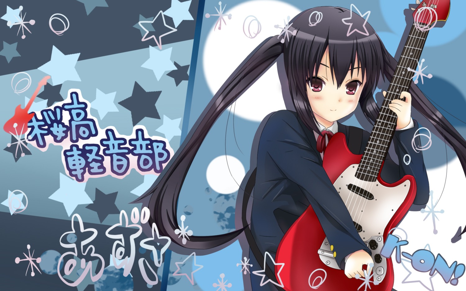 guitar k-on! nakano_azusa seifuku wallpaper yuyui