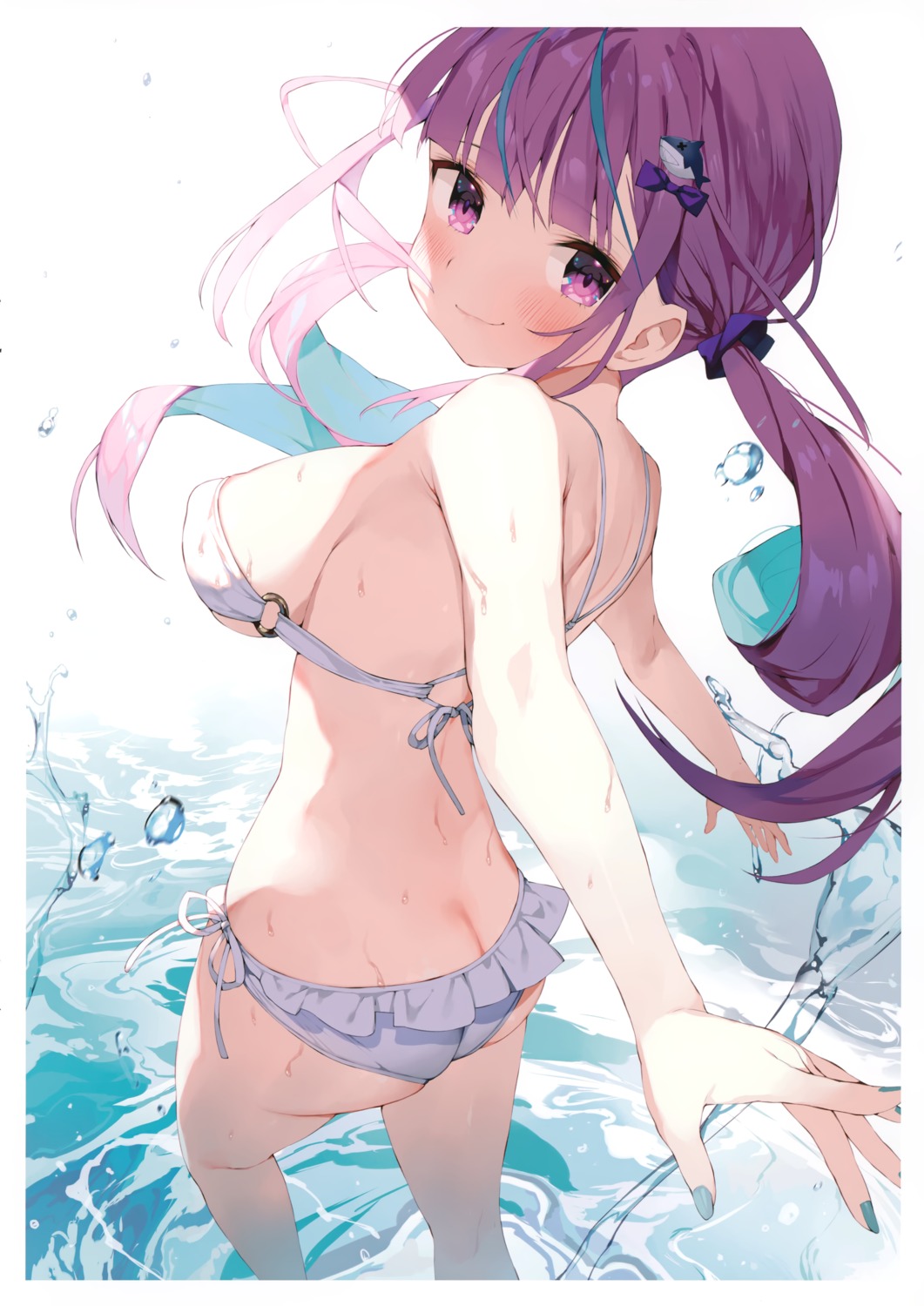 ass bikini erect_nipples gaou hololive macaron_taitei minato_aqua swimsuits