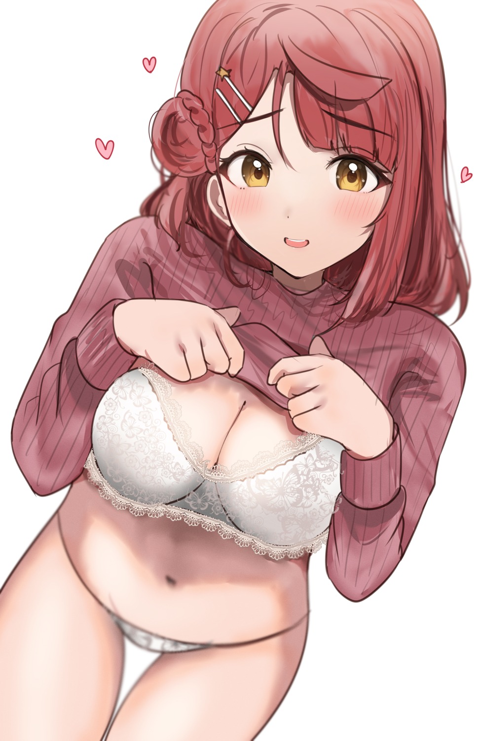 bra love_live!_nijigasaki_high_school_idol_club pantsu shirt_lift sunya_(honorin-yuunibo) sweater uehara_ayumu